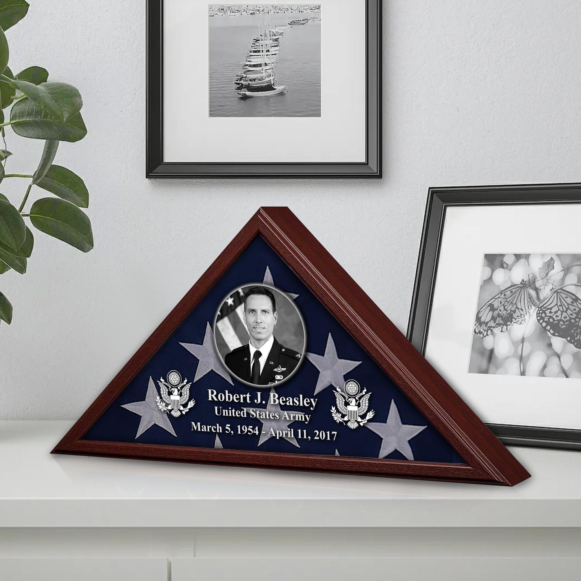 Premium Personalized Flag Case BPVC120301, Flag Box for American Veteran Flag 9.5 X 5 Feet, Flag Display Case for Burial, Flag Wall Mounted, Flag to Display Folded