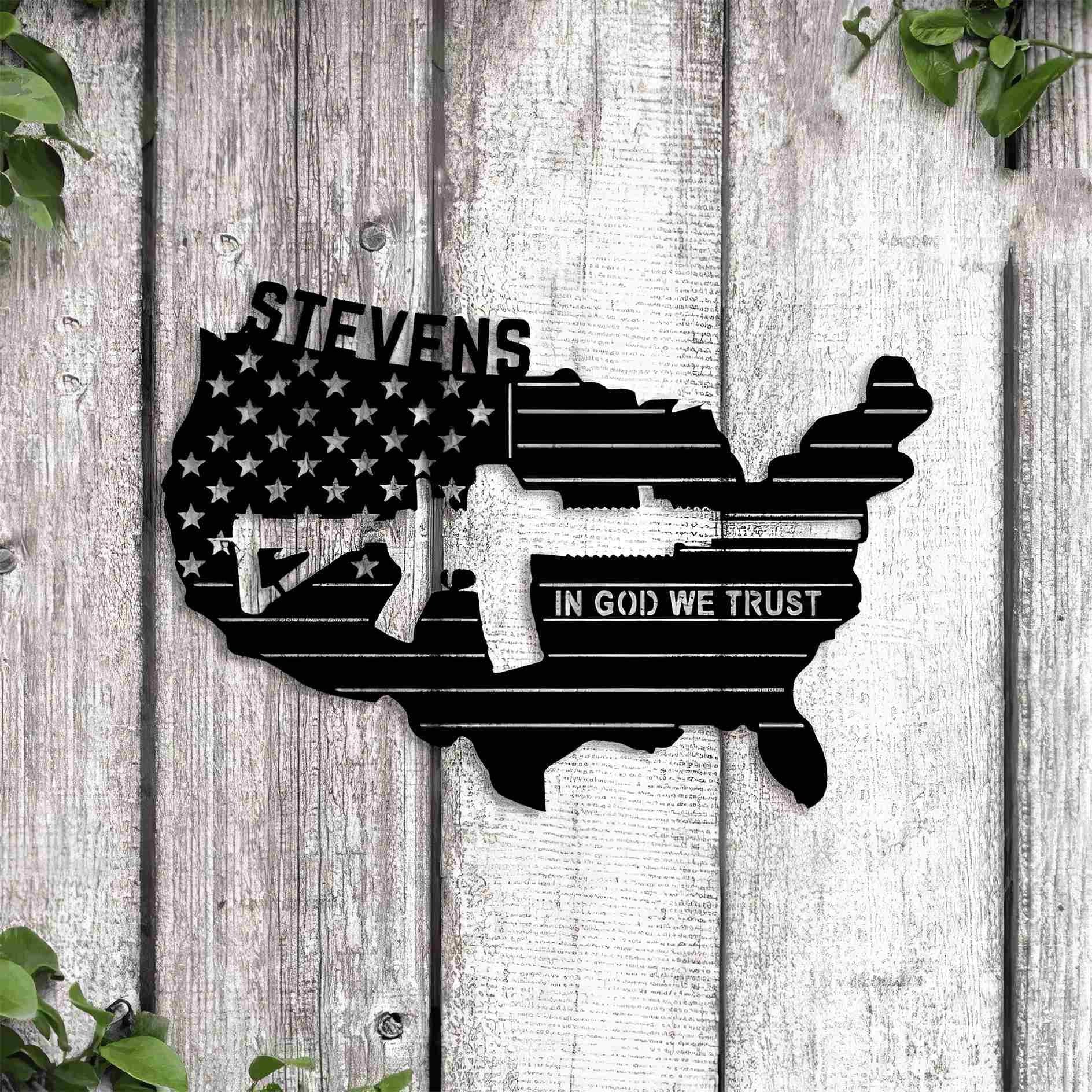 Premium Custom US Veteran Metal Signs VPVC901031, Gifts For US Veteran, In God We Trust Independence Day Veteran Day Patriotic Decor