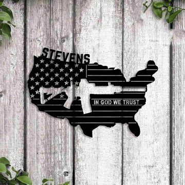 Premium Custom US Veteran Metal Signs VPVC901031, Gifts For US Veteran, In God We Trust Independence Day Veteran Day Patriotic Decor