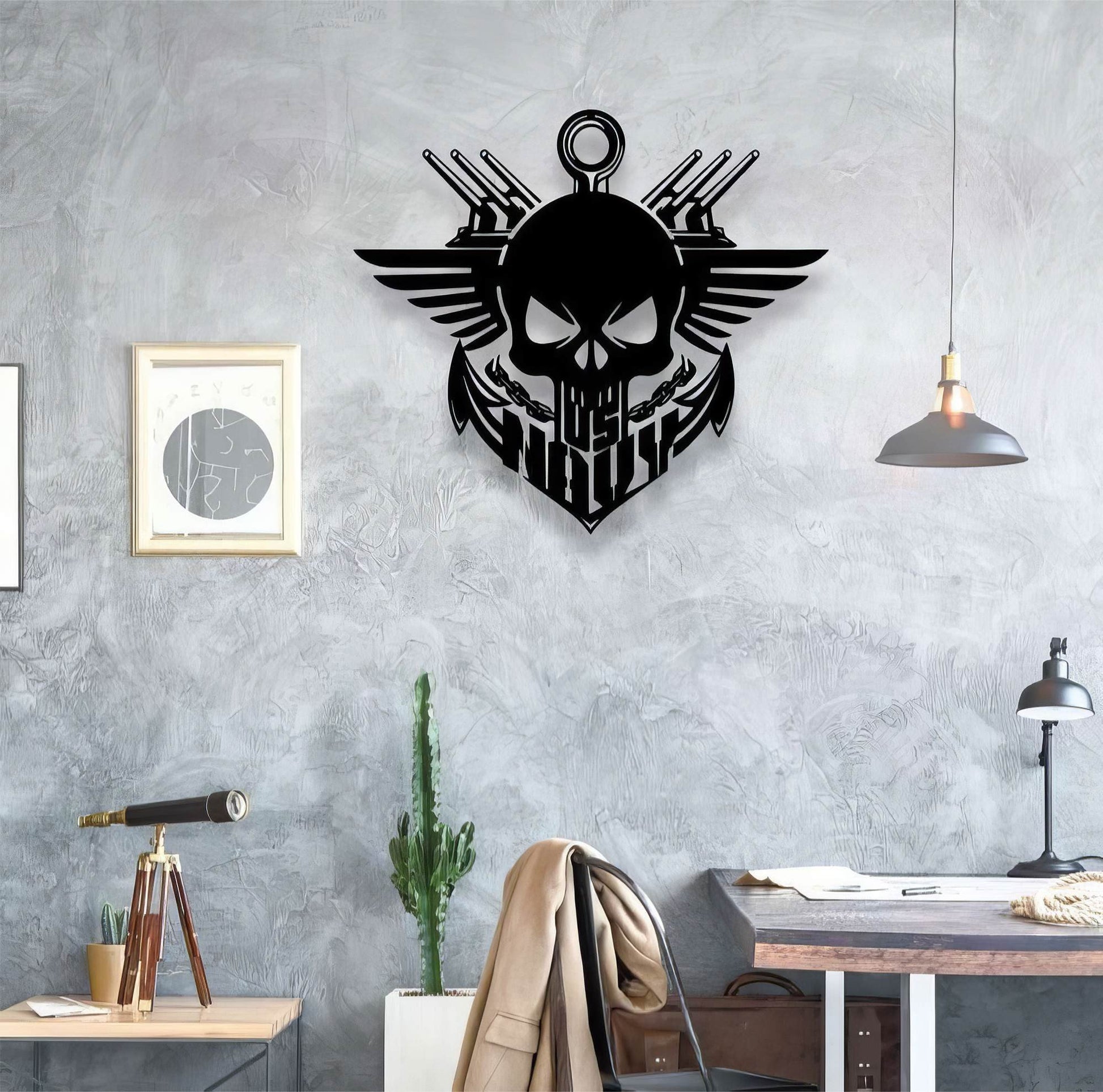 Premium Custom US Veteran Metal Signs VPVC901035, Gifts For US Veteran, Anchor Navy Skull Metal Signs, Patriotic Decor Gifts