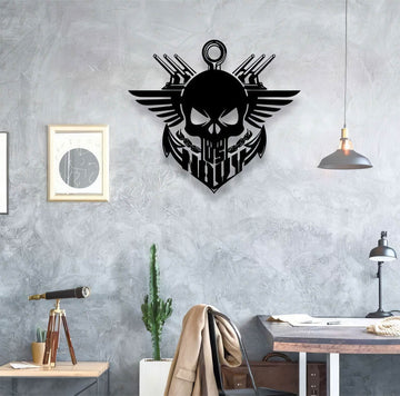 Premium Custom US Veteran Metal Signs VPVC901035, Gifts For US Veteran, Anchor Navy Skull Metal Signs, Patriotic Decor Gifts