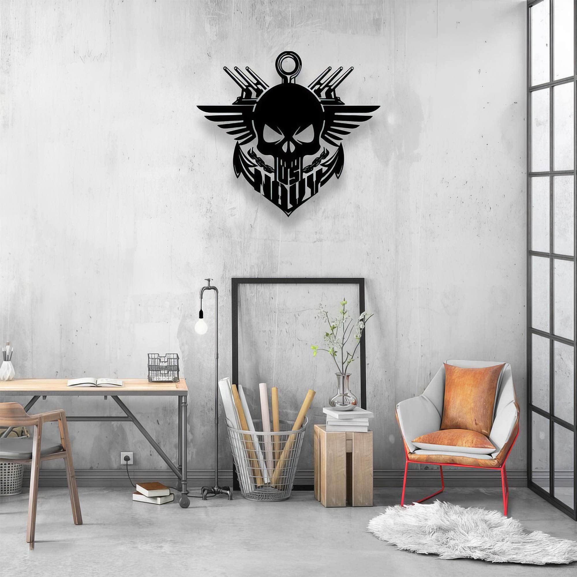 Premium Custom US Veteran Metal Signs VPVC901035, Gifts For US Veteran, Anchor Navy Skull Metal Signs, Patriotic Decor Gifts