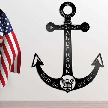 Premium Custom US Veteran Metal Signs VPVC901036, Gifts For US Veteran, Anchor Navy Metal Signs, Patriotic Decor Gifts