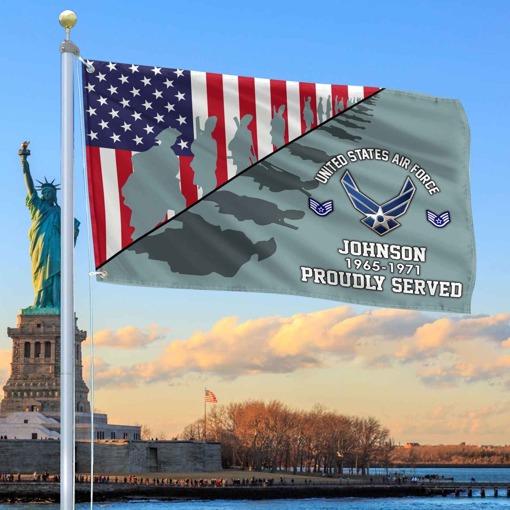 Premium Custom USAF Grommet Flag VPVC109504, Gifts For Air Force Veteran, Gifts For Dad, For Husband, Best Gifts On Father's Day, Armed Forces Day, Independence Day, Veterans Day.