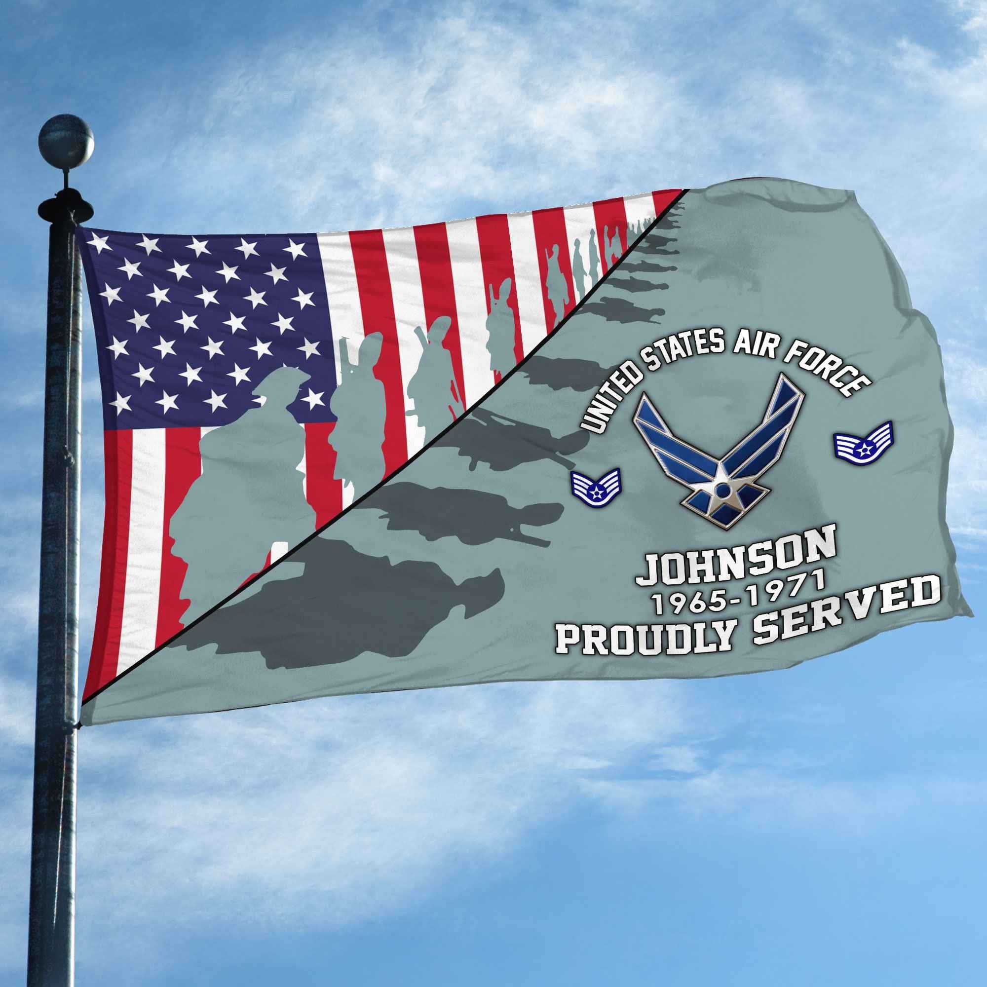 Premium Custom USAF Grommet Flag VPVC109504, Gifts For Air Force Veteran, Gifts For Dad, For Husband, Best Gifts On Father's Day, Armed Forces Day, Independence Day, Veterans Day.