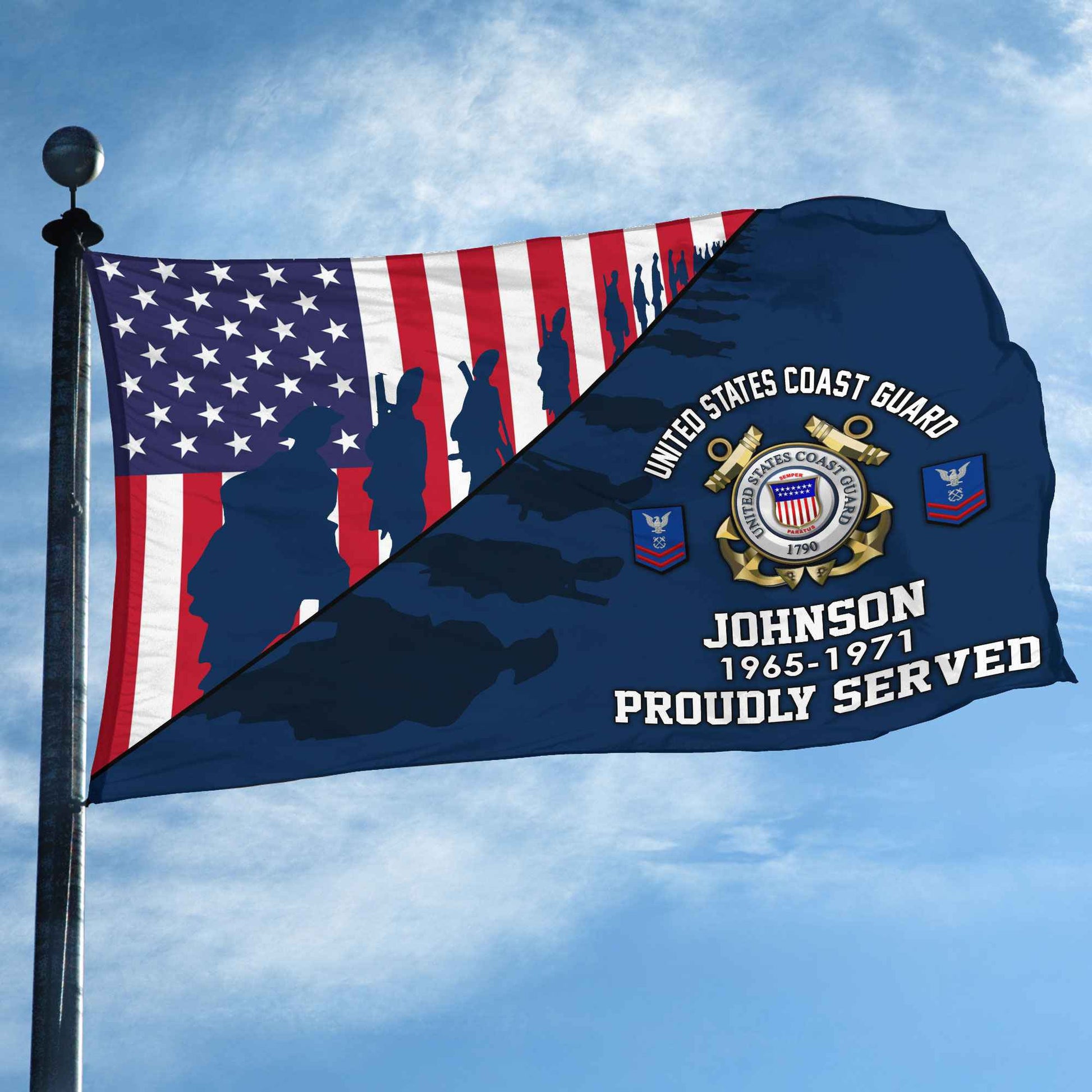 Premium Custom USCG Grommet Flag VPVC109505, Gifts For Coast Guard Veteran, Gifts For Dad, For Husband, Best Gifts On Father's Day, Armed Forces Day, Independence Day, Veterans Day.