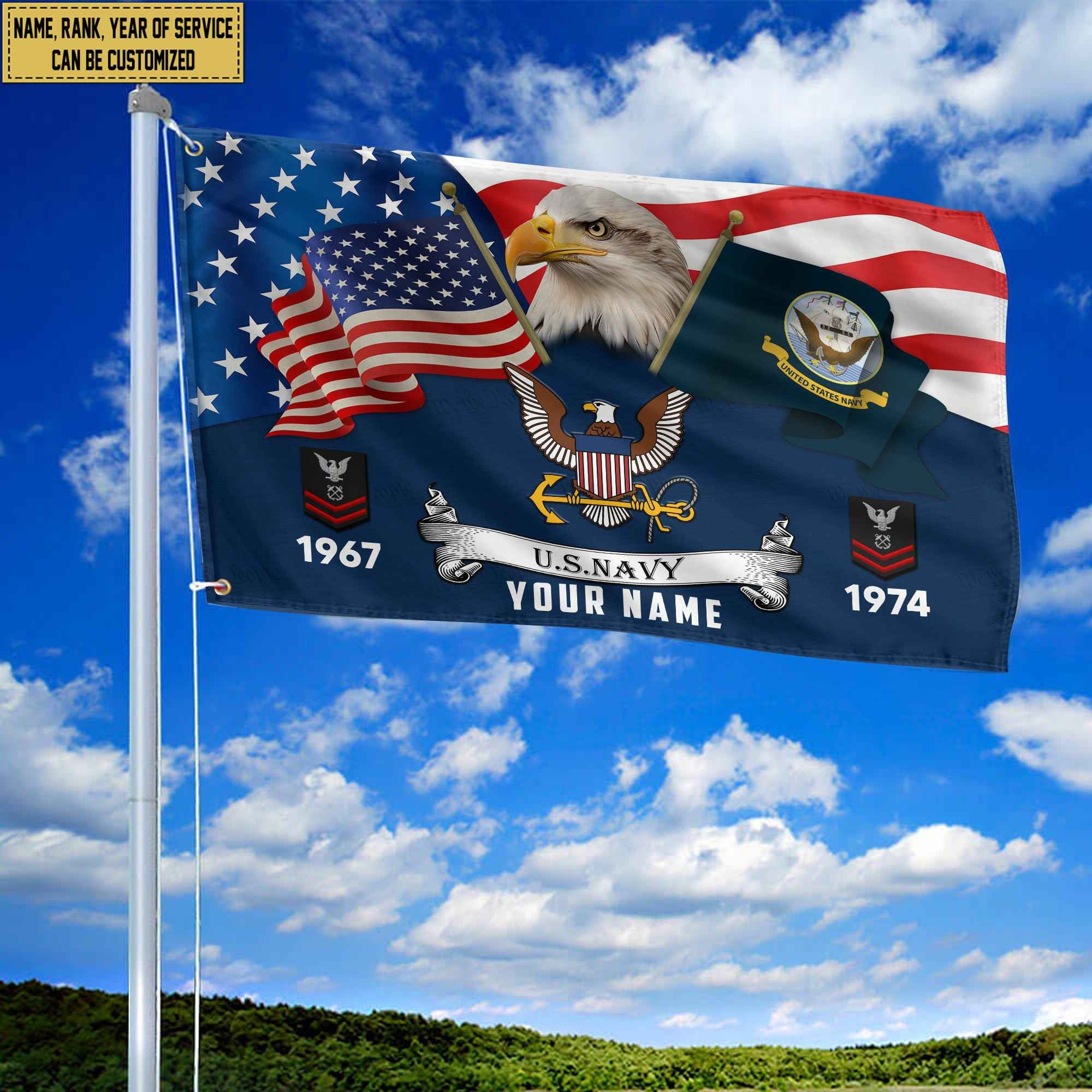 Premium Custom US Navy Grommet Flag VPVC105302, Gifts For Navy Veteran, Best Gifts On Father's Day, Armed Forces Day, Independence Day, Veterans Day.