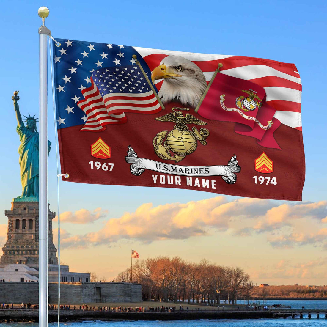 Premium Custom USMC Grommet Flag VPVC105303, Gifts For Marine Veteran, Best Gifts On Father's Day, Armed Forces Day, Independence Day, Veterans Day.