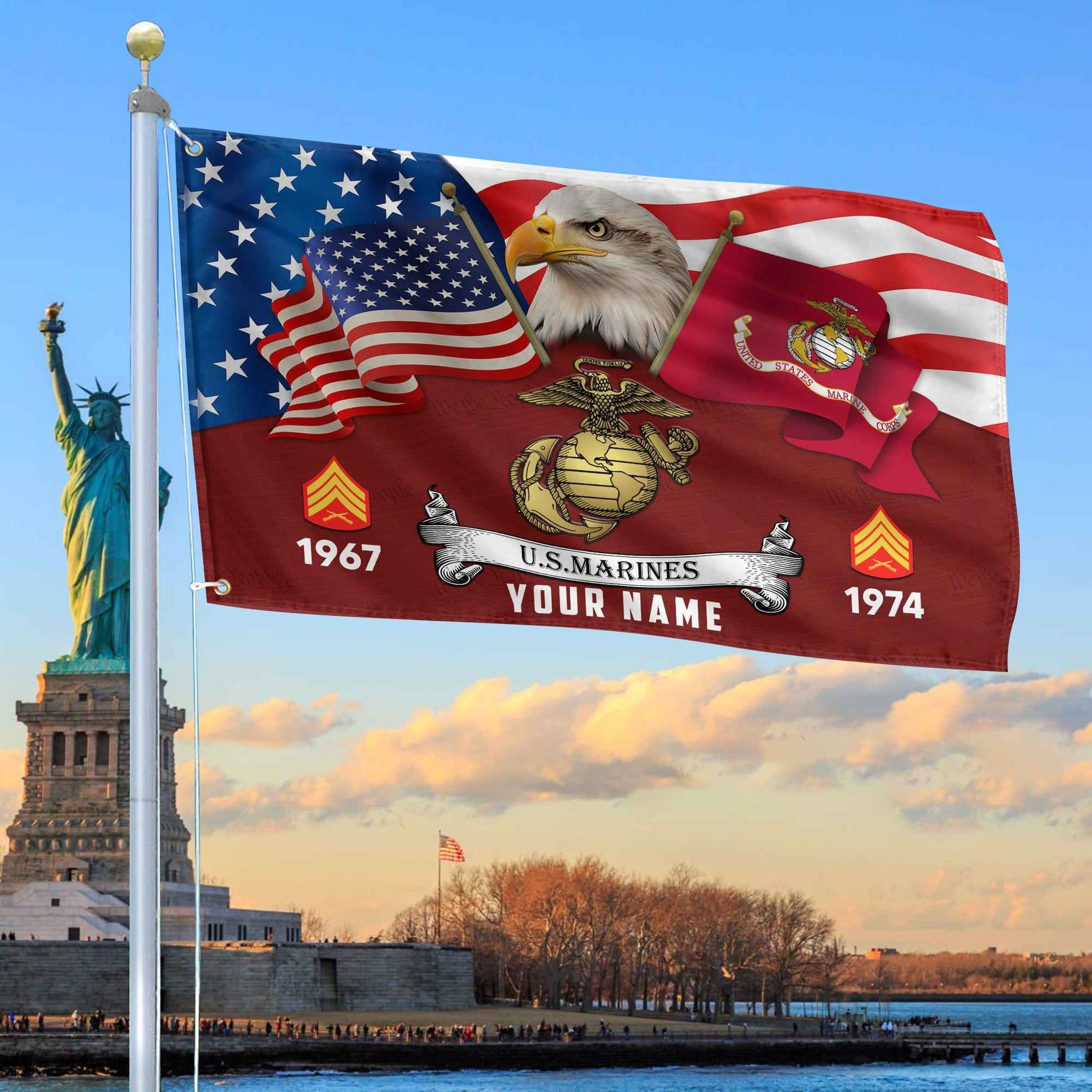 Premium Custom USMC Grommet Flag VPVC105303, Gifts For Marine Veteran, Best Gifts On Father's Day, Armed Forces Day, Independence Day, Veterans Day.