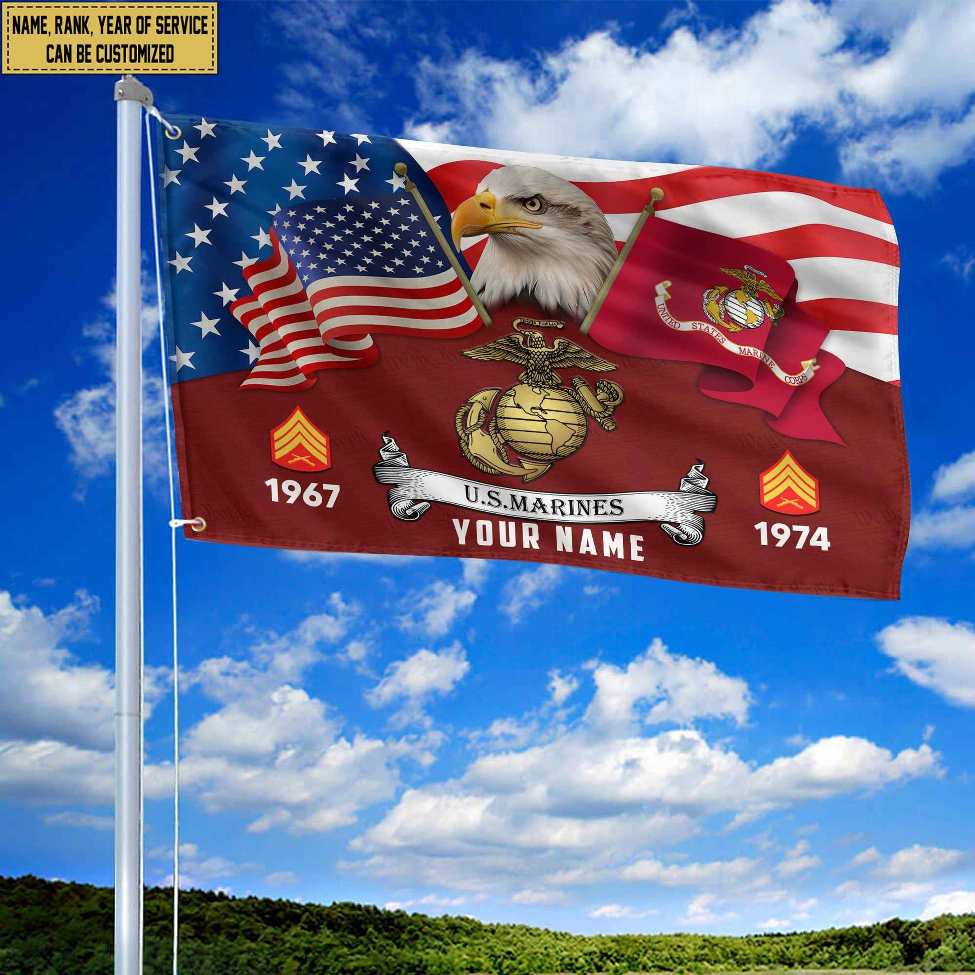 Premium Custom USMC Grommet Flag VPVC105303, Gifts For Marine Veteran, Best Gifts On Father's Day, Armed Forces Day, Independence Day, Veterans Day.