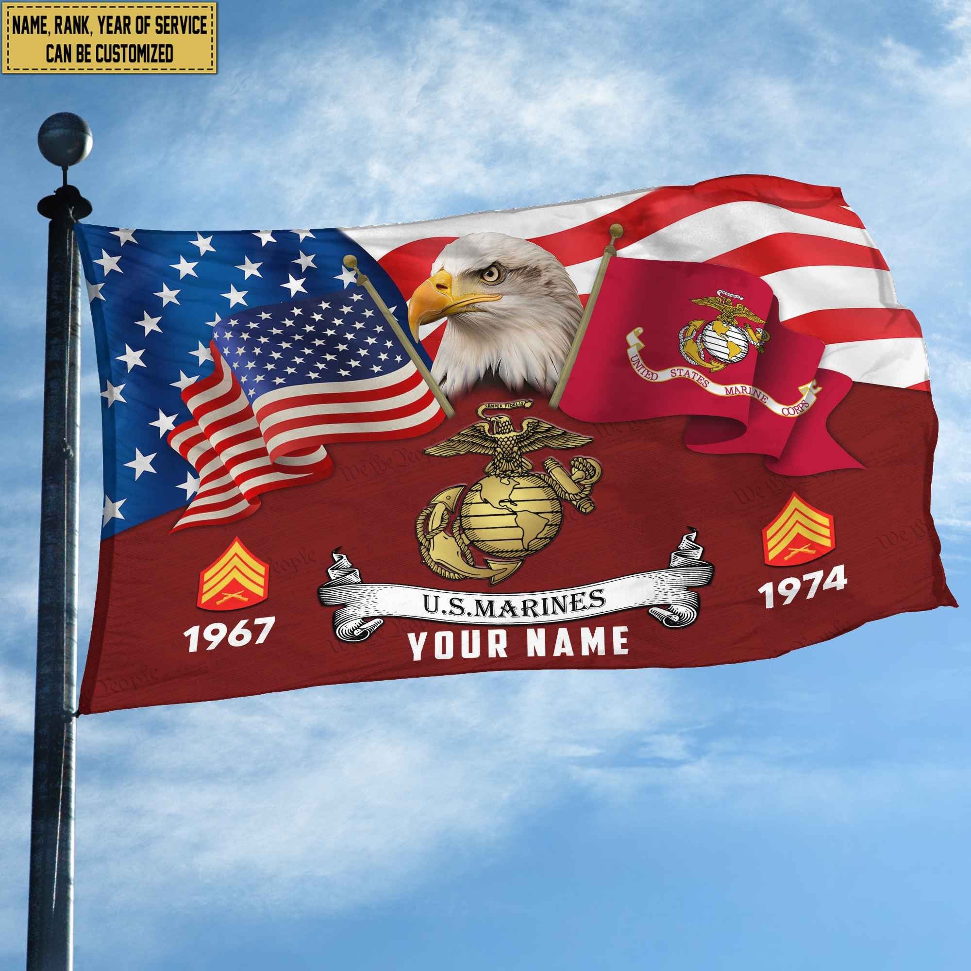Premium Custom USMC Grommet Flag VPVC105303, Gifts For Marine Veteran, Best Gifts On Father's Day, Armed Forces Day, Independence Day, Veterans Day.