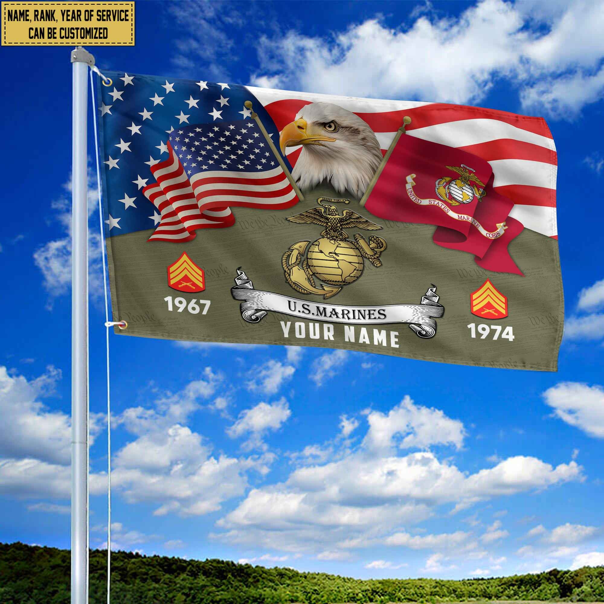 Premium Custom USMC Grommet Flag VPVC105311, Gifts For Marine Veteran, Best Gifts On Father's Day, Armed Forces Day, Independence Day, Veterans Day.