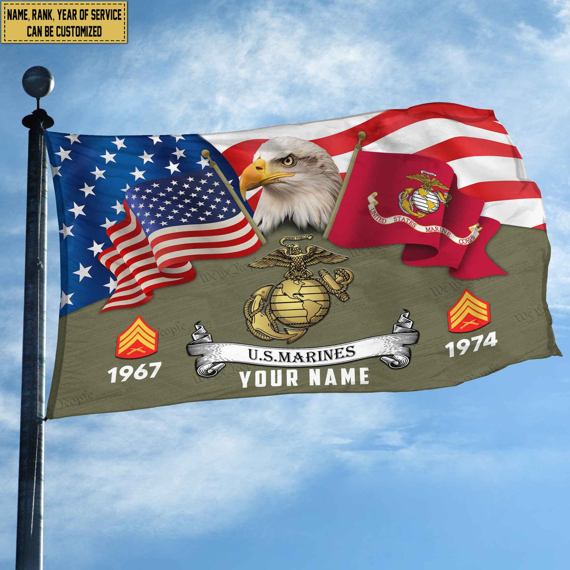 Premium Custom USMC Grommet Flag VPVC105311, Gifts For Marine Veteran, Best Gifts On Father's Day, Armed Forces Day, Independence Day, Veterans Day.