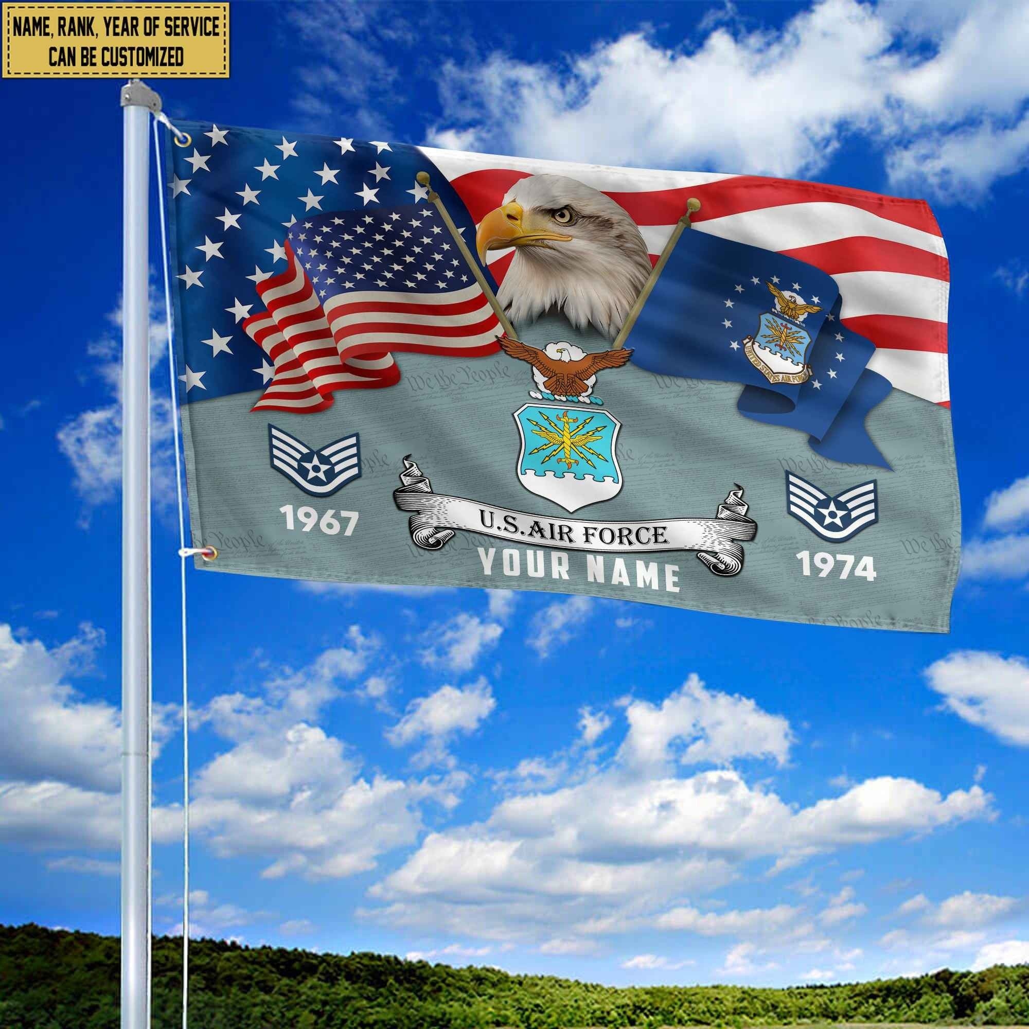 Premium Custom USAF Grommet Flag VPVC105304, Gifts For Air Force Veteran, Best Gifts On Father's Day, Armed Forces Day, Independence Day, Veterans Day.