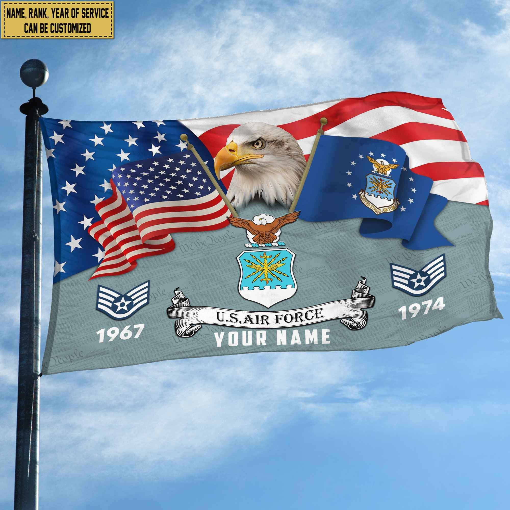 Premium Custom USAF Grommet Flag VPVC105304, Gifts For Air Force Veteran, Best Gifts On Father's Day, Armed Forces Day, Independence Day, Veterans Day.