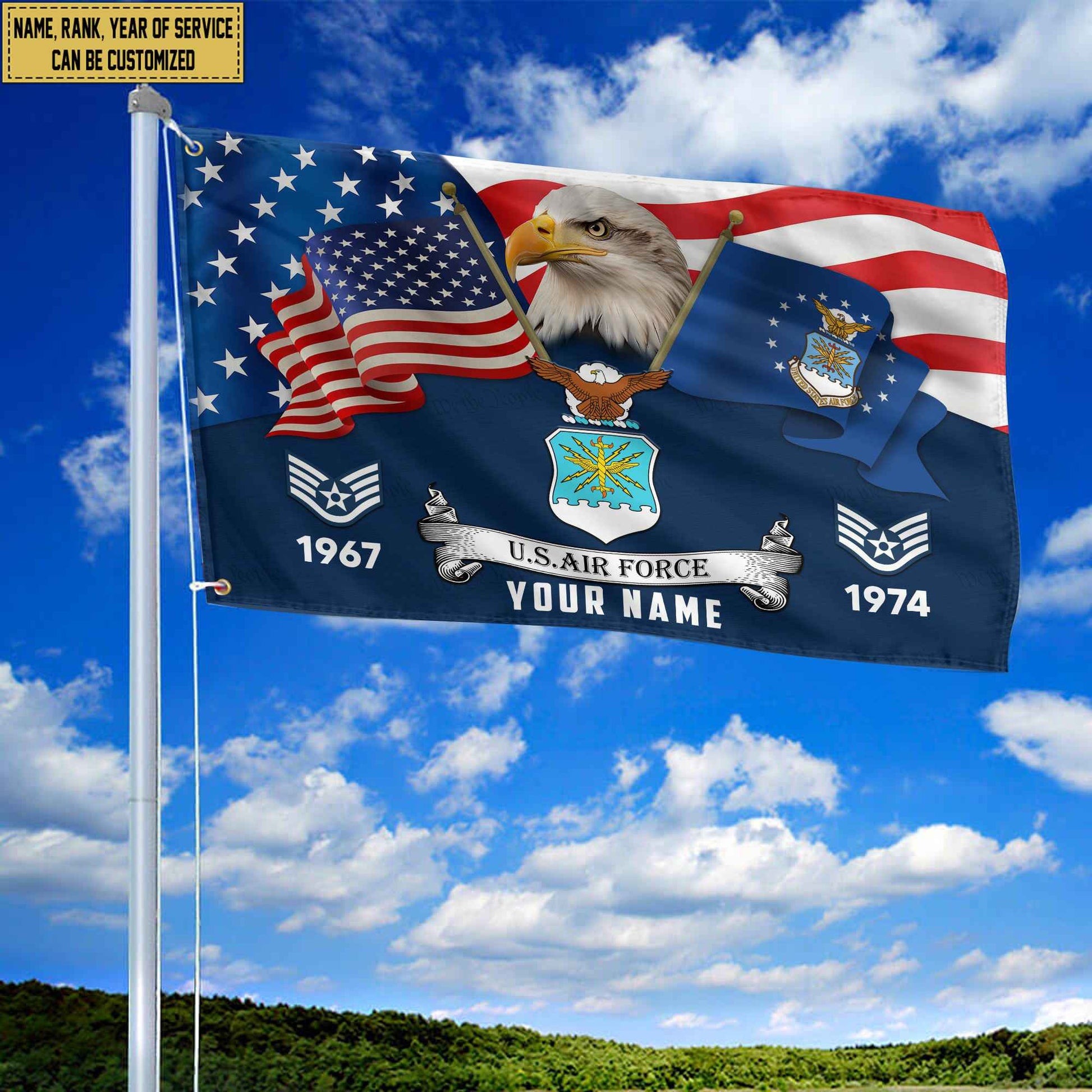 Premium Custom USAF Grommet Flag VPVC105312, Gifts For Air Force Veteran, Best Gifts On Father's Day, Armed Forces Day, Independence Day, Veterans Day.