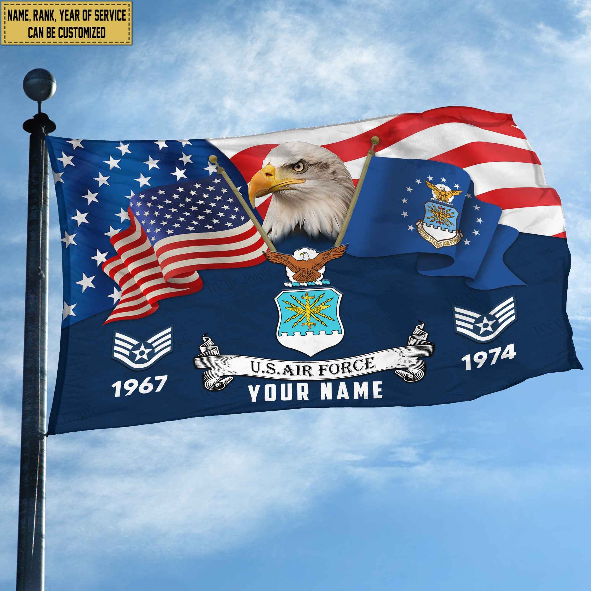 Premium Custom USAF Grommet Flag VPVC105312, Gifts For Air Force Veteran, Best Gifts On Father's Day, Armed Forces Day, Independence Day, Veterans Day.