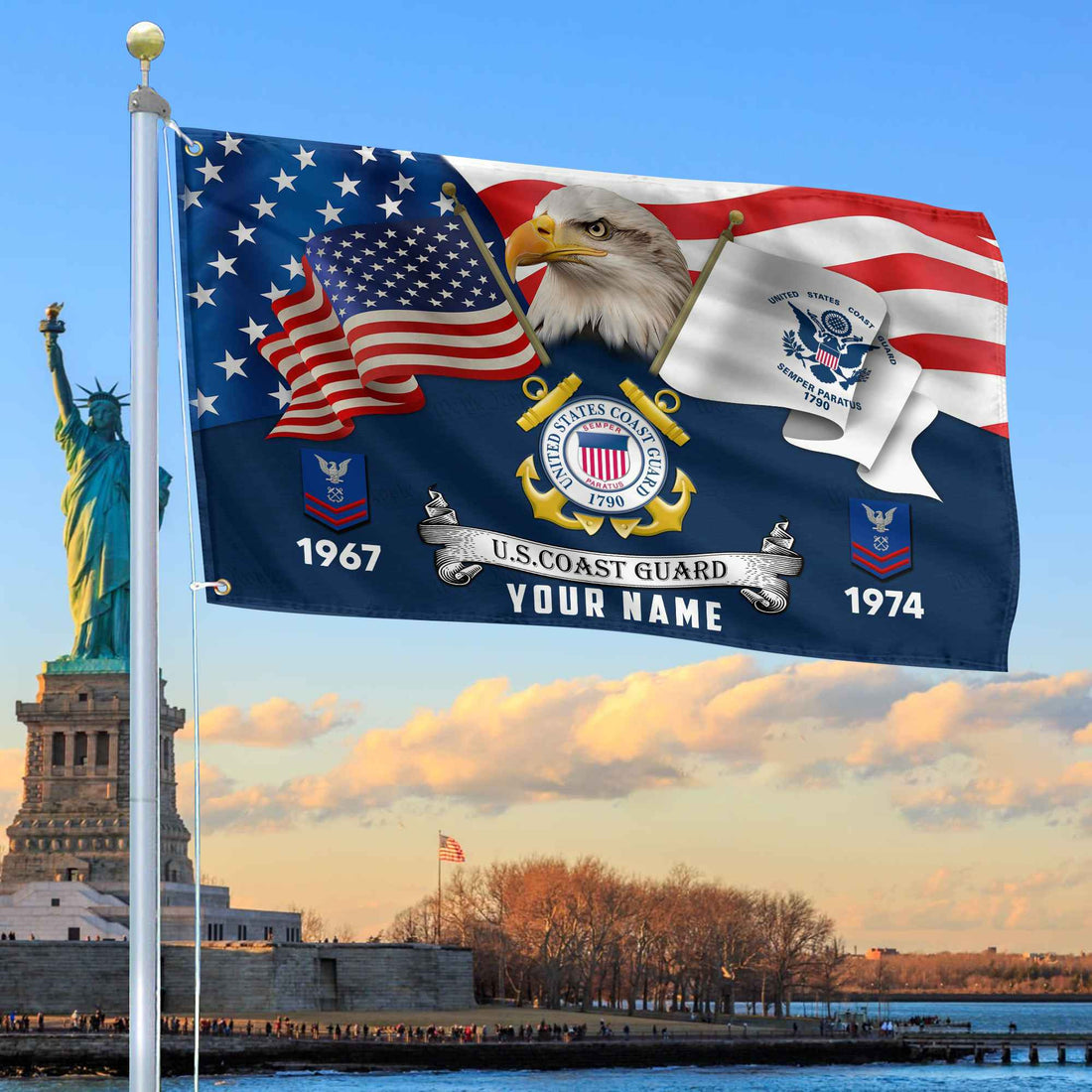 Premium Custom USCG Grommet Flag VPVC105305, Gifts For Coast Guard Veteran, Best Gifts On Father's Day, Armed Forces Day, Independence Day, Veterans Day.