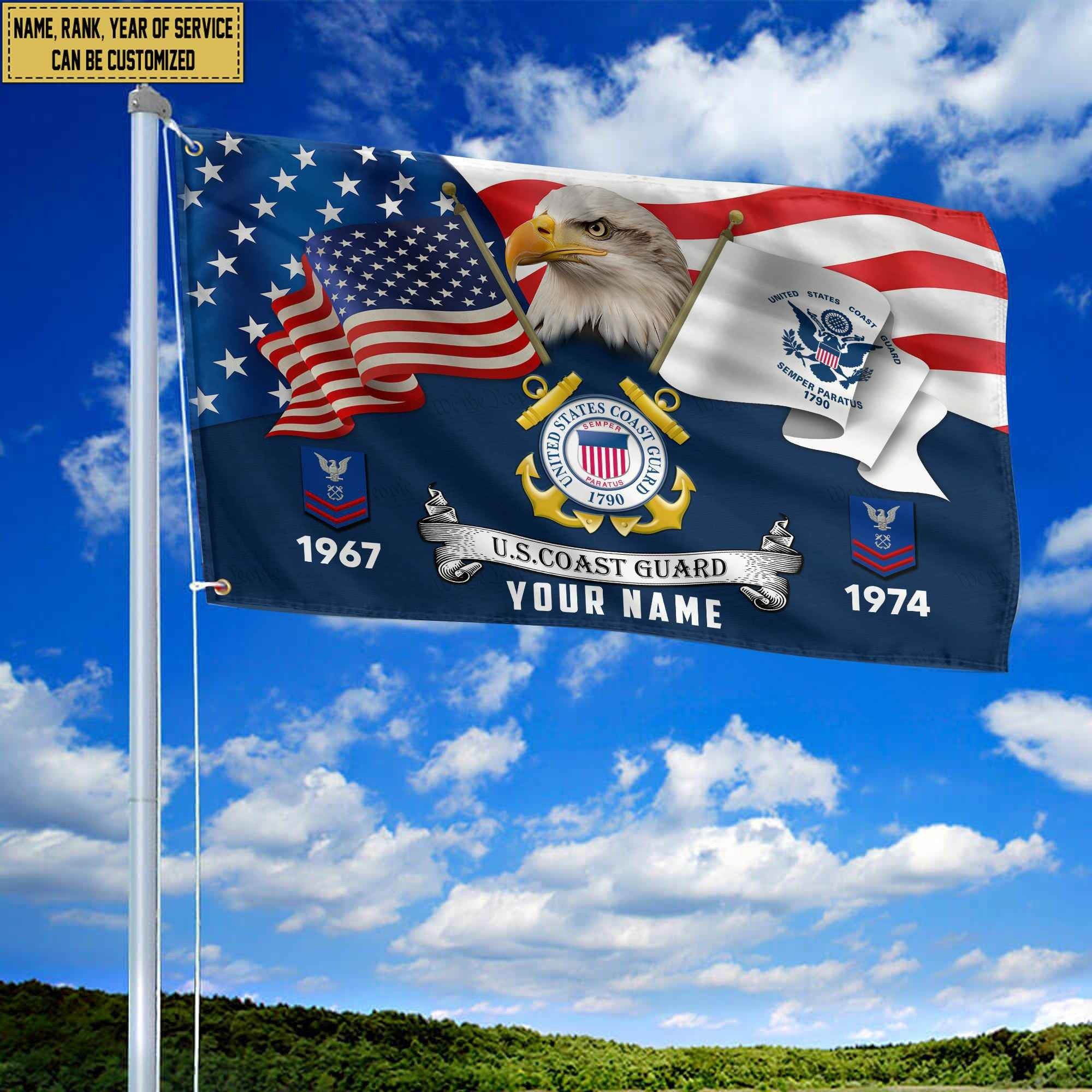 Premium Custom USCG Grommet Flag VPVC105305, Gifts For Coast Guard Veteran, Best Gifts On Father's Day, Armed Forces Day, Independence Day, Veterans Day.