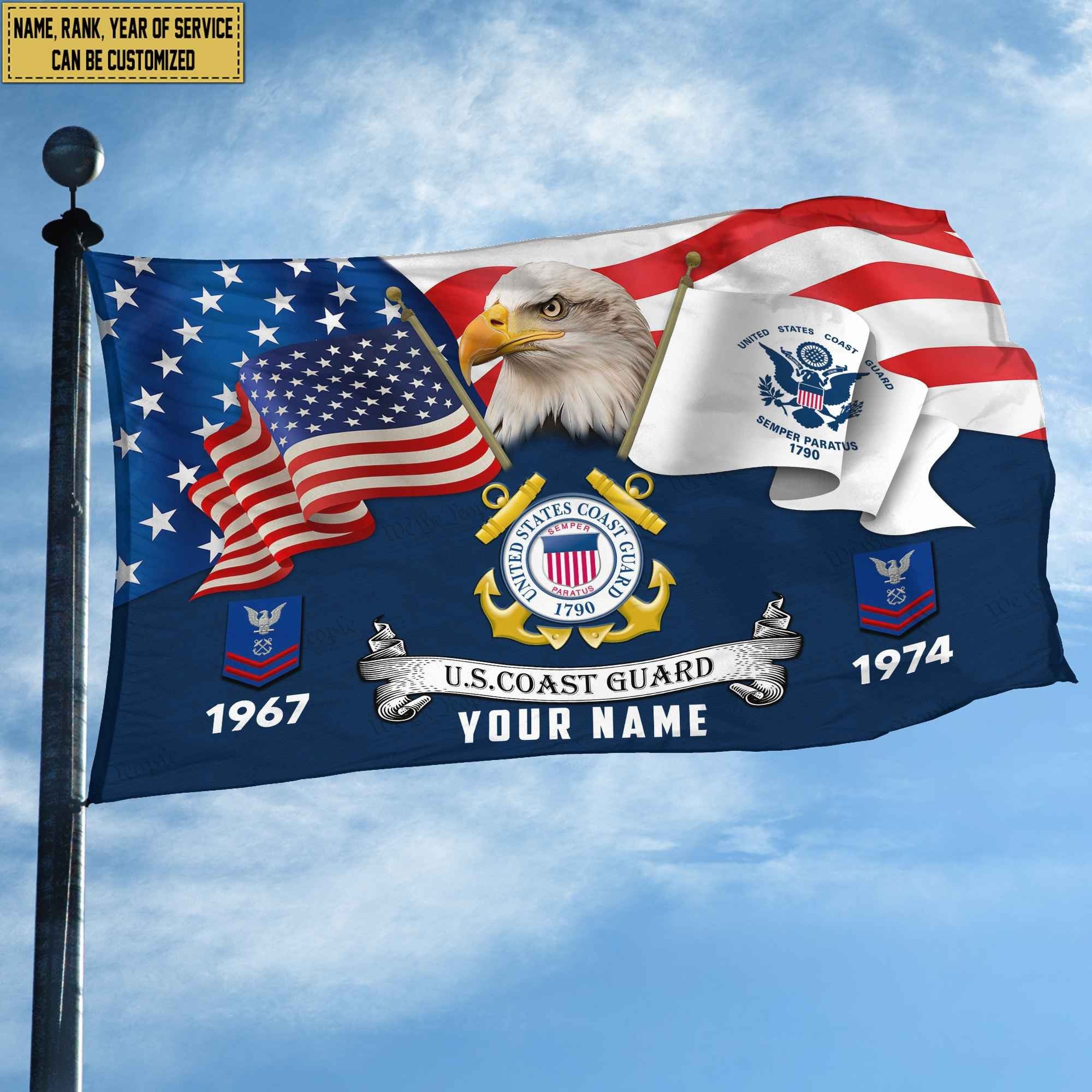 Premium Custom USCG Grommet Flag VPVC105305, Gifts For Coast Guard Veteran, Best Gifts On Father's Day, Armed Forces Day, Independence Day, Veterans Day.