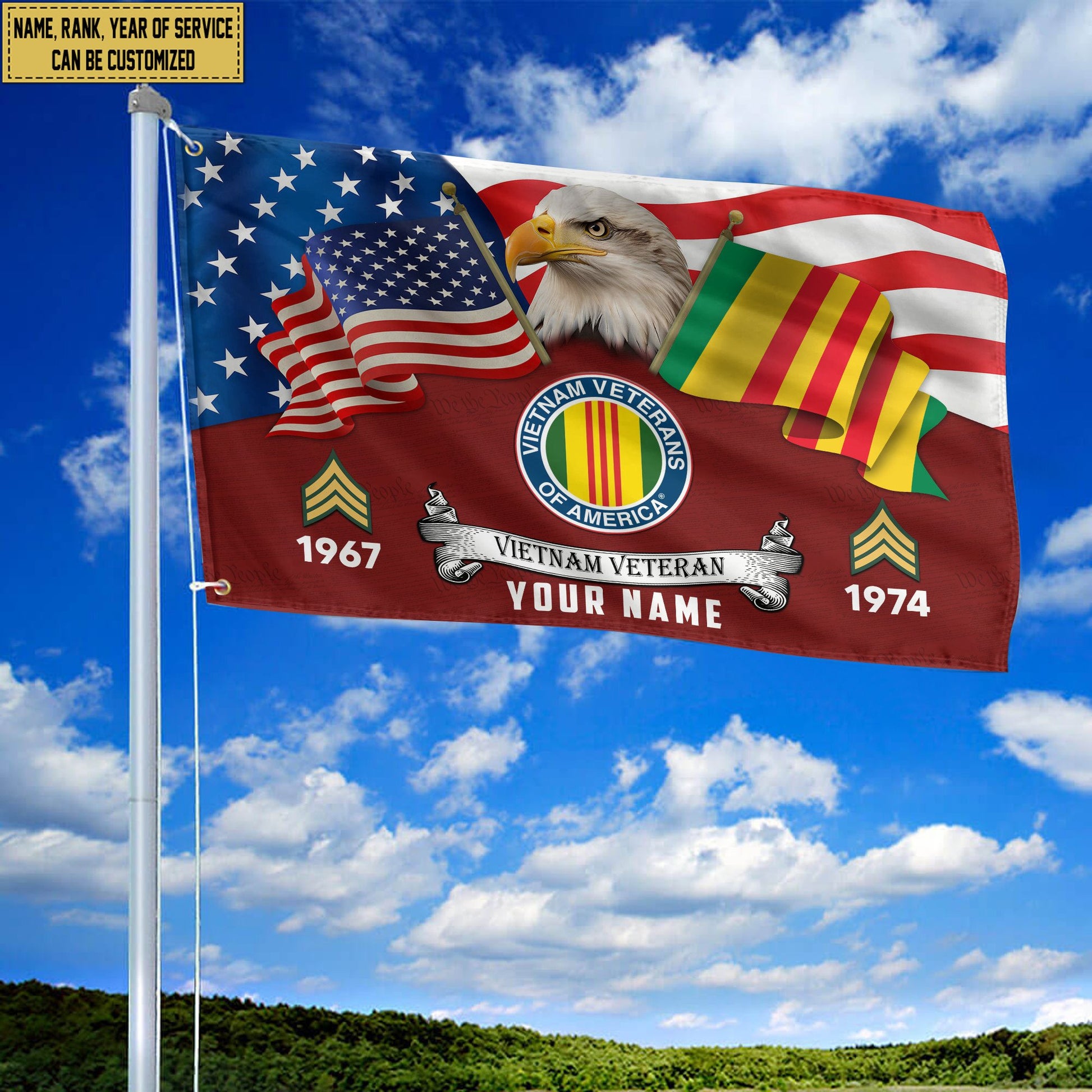 Premium Custom Vietnam Veteran Grommet Flag VPVC105306, Gifts For Vietnam Veteran, Best Gifts On Father's Day, Armed Forces Day, Independence Day, Veterans Day.