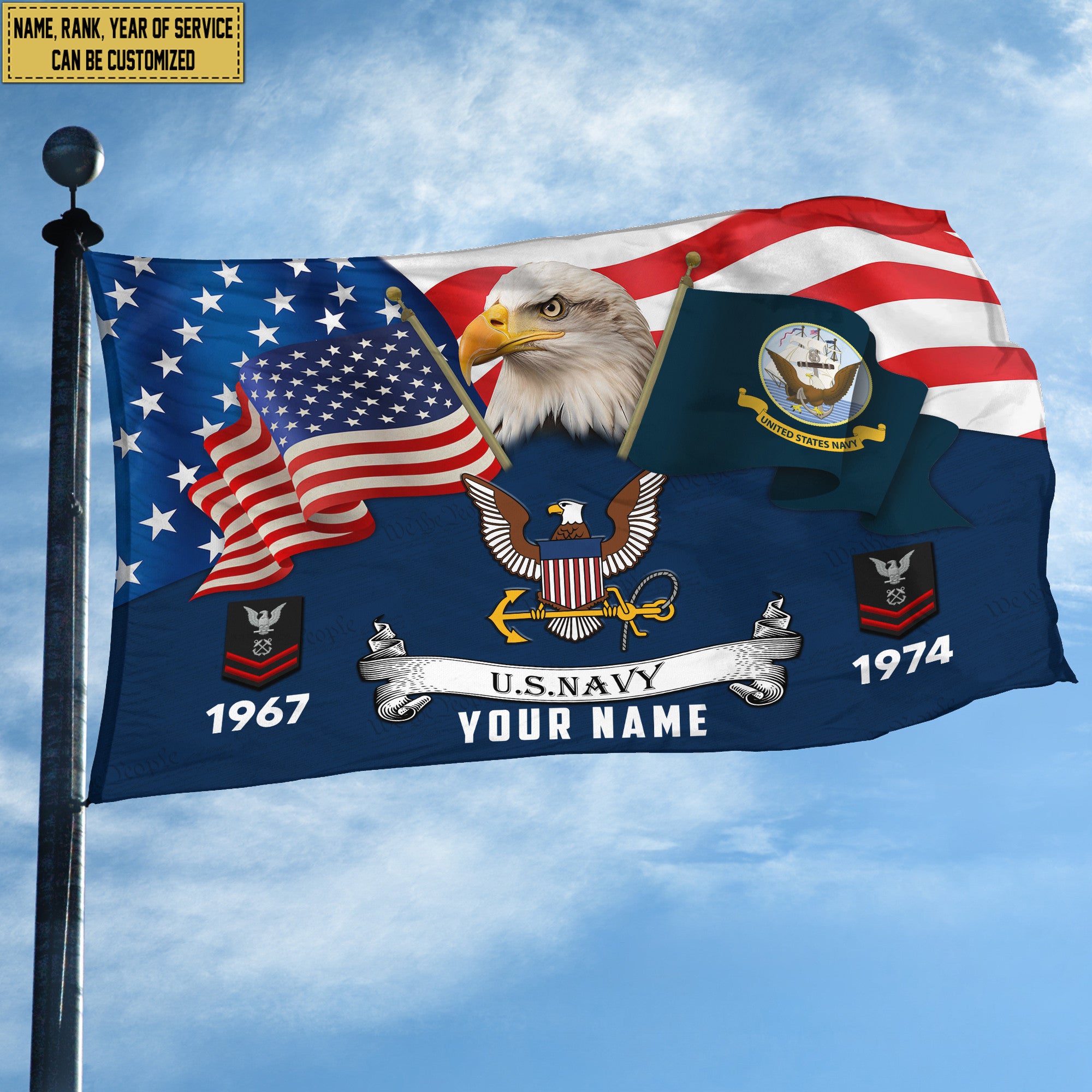 Premium Custom US Navy Grommet Flag VPVC105302, Gifts For Navy Veteran, Best Gifts On Father's Day, Armed Forces Day, Independence Day, Veterans Day.