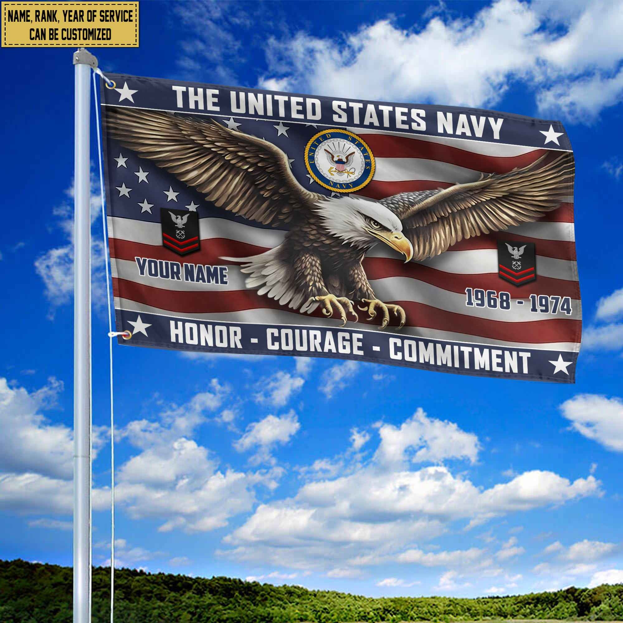 US Navy Custom Grommet Flag VPVC105402, Gifts For Navy Veteran, Best Gifts On Father's Day, Armed Forces Day, Independence Day, Veterans Day.