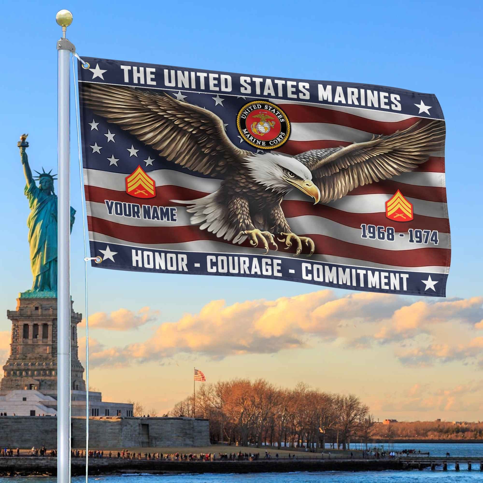 USMC Custom Grommet Flag VPVC105403, Gifts For Marine Veteran, Best Gifts On Father's Day, Armed Forces Day, Independence Day, Veterans Day.