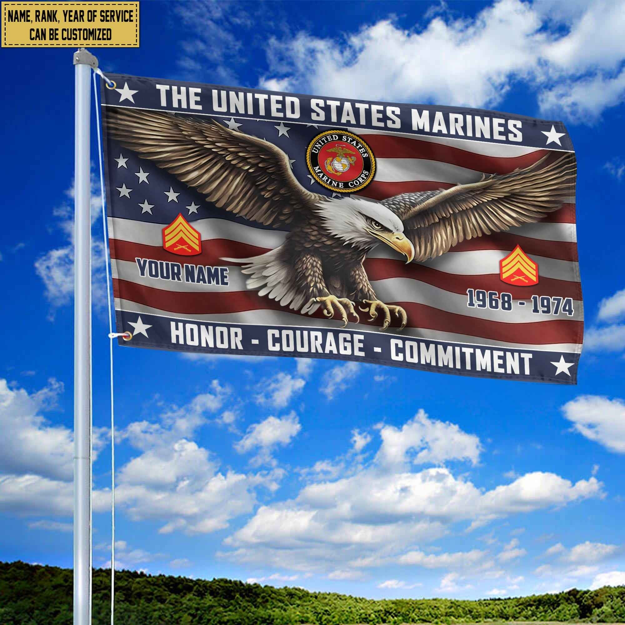 USMC Custom Grommet Flag VPVC105403, Gifts For Marine Veteran, Best Gifts On Father's Day, Armed Forces Day, Independence Day, Veterans Day.