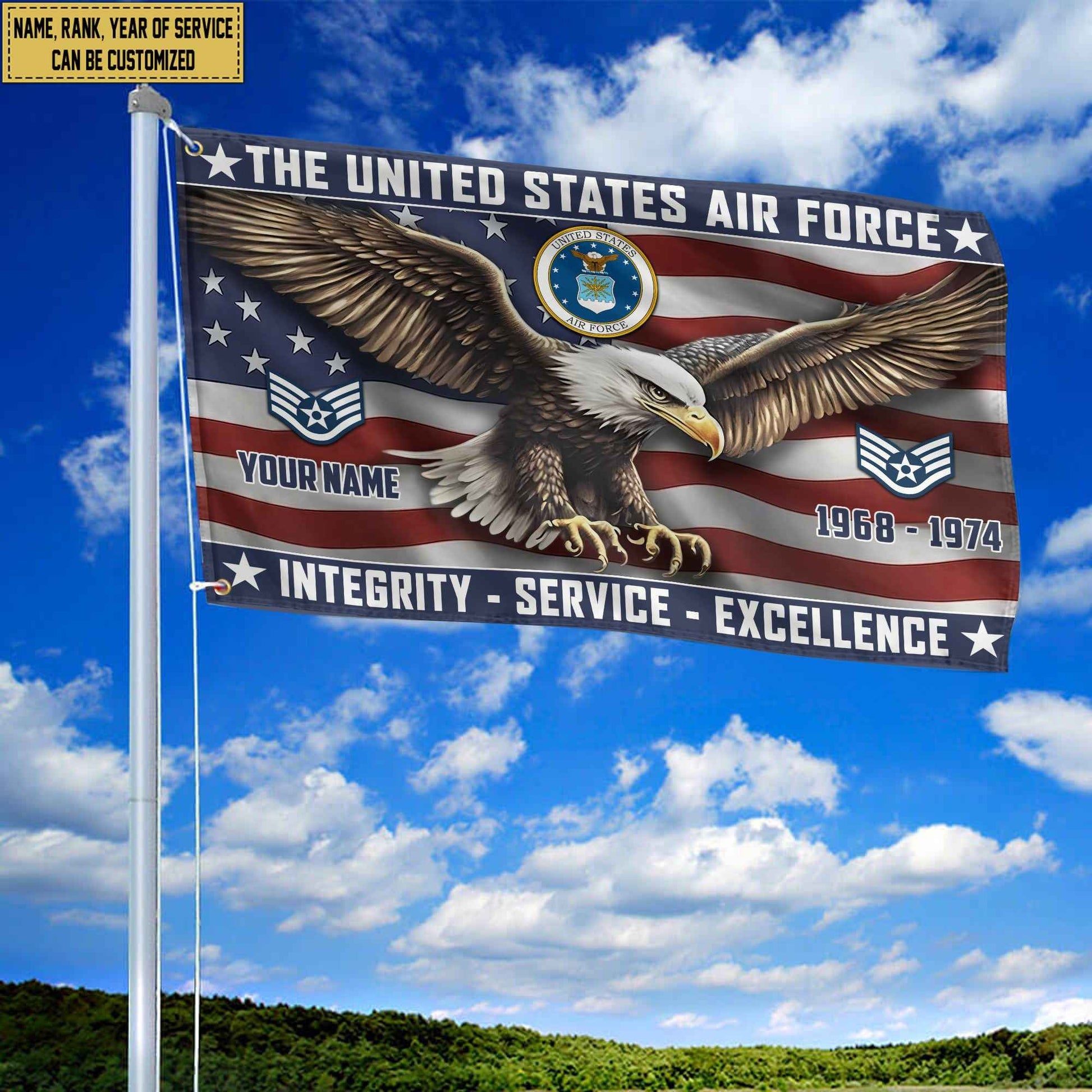 USAF Custom Grommet Flag VPVC105404, Gifts For Air Force Veteran, Best Gifts On Father's Day, Armed Forces Day, Independence Day, Veterans Day.