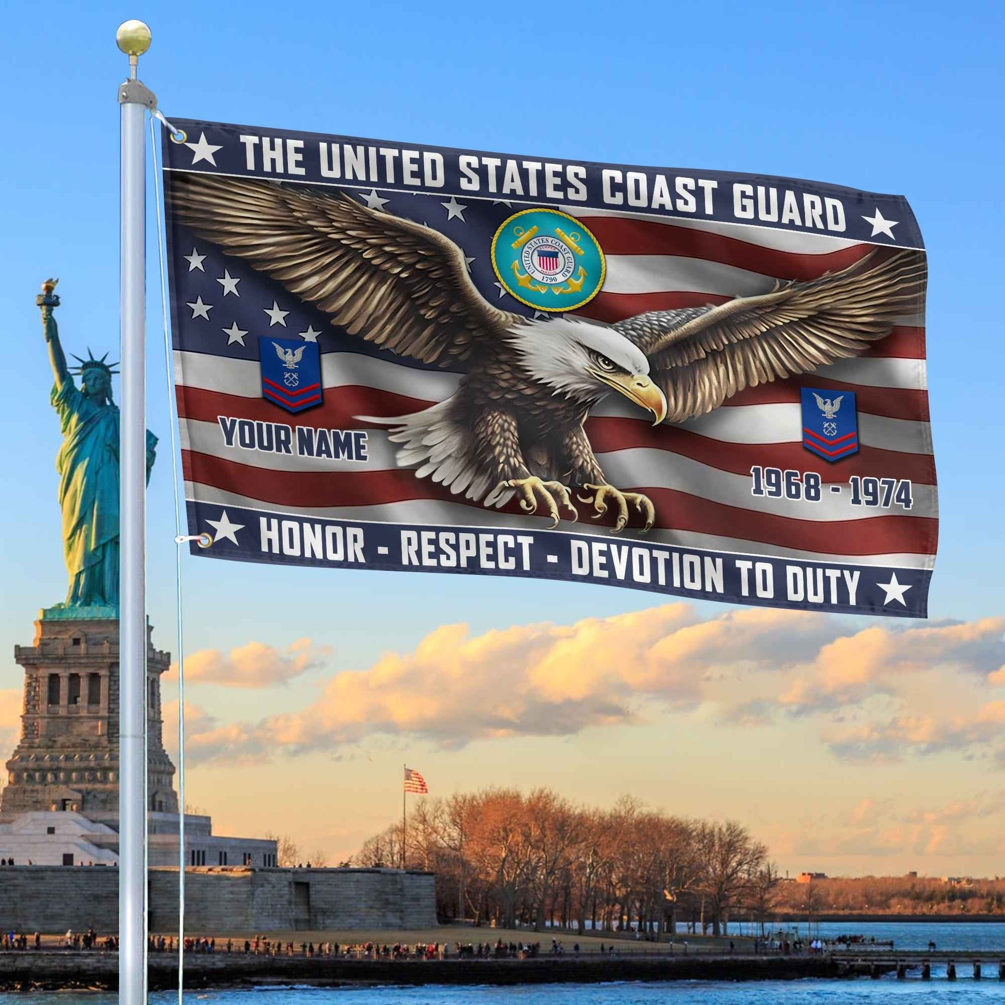 USCG Custom Grommet Flag VPVC105405, Gifts For Coast Guard Veteran, Best Gifts On Father's Day, Armed Forces Day, Independence Day, Veterans Day.