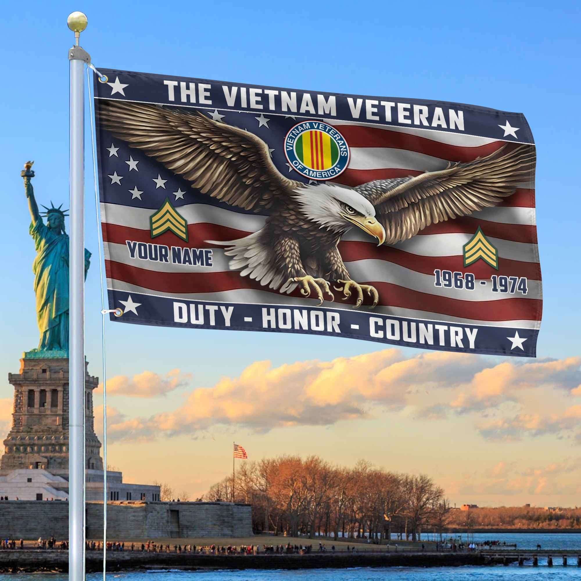 Vietnam Veteran Custom Grommet Flag VPVC105406, Gifts For Vietnam Veteran, Best Gifts On Father's Day, Armed Forces Day, Independence Day, Veterans Day.
