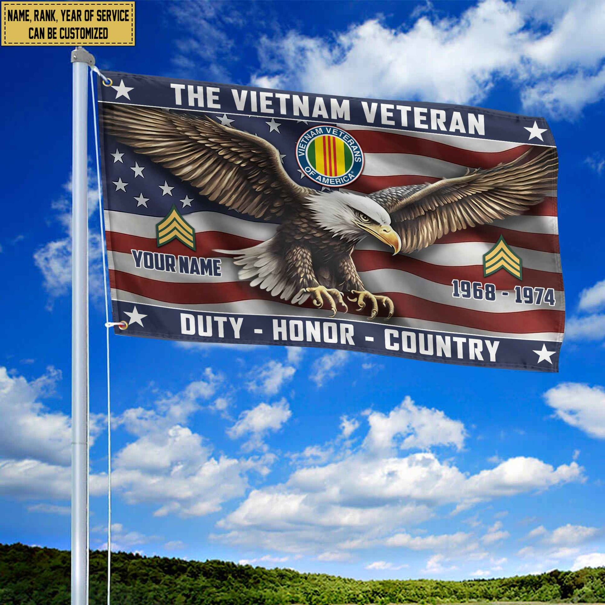 Vietnam Veteran Custom Grommet Flag VPVC105406, Gifts For Vietnam Veteran, Best Gifts On Father's Day, Armed Forces Day, Independence Day, Veterans Day.
