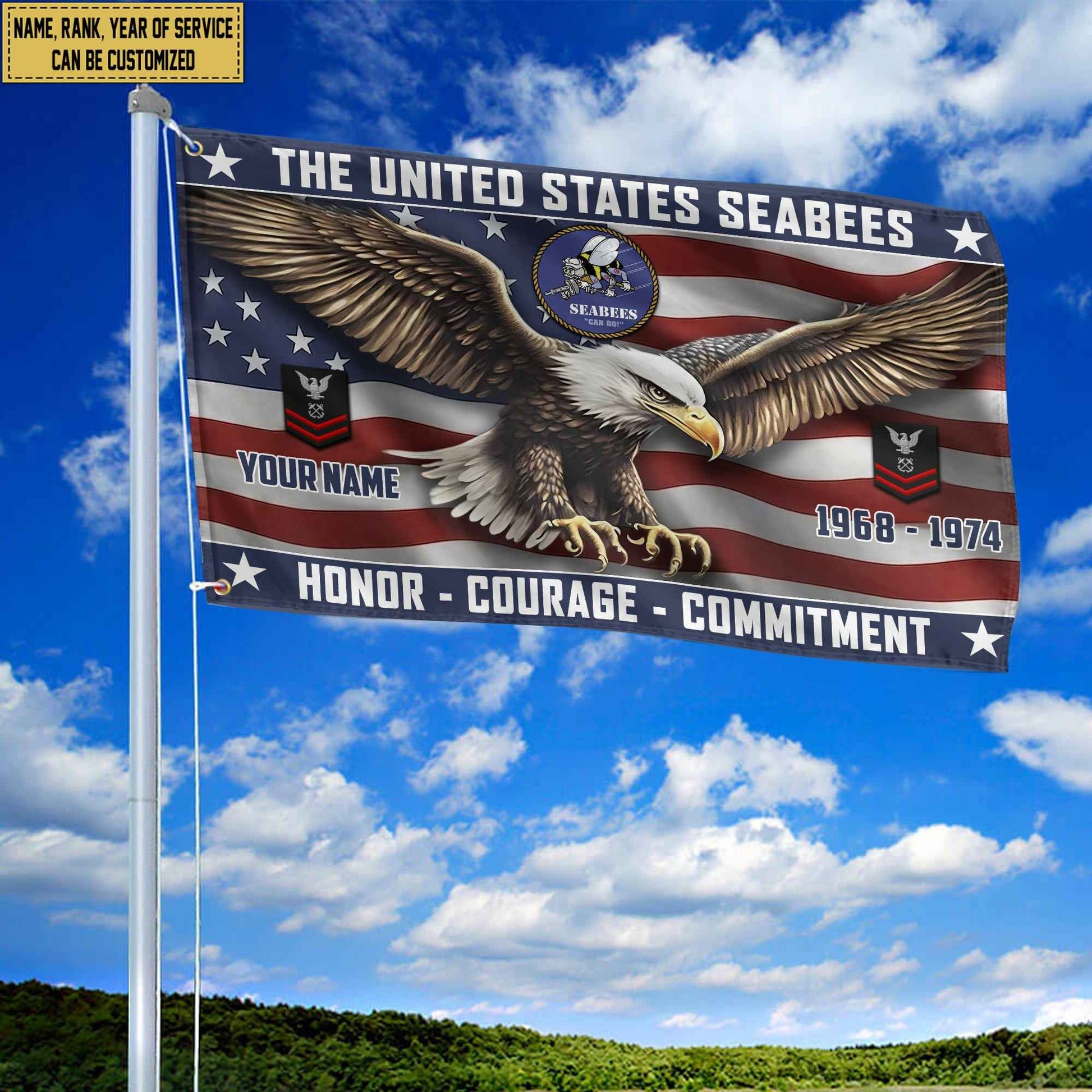 US Seabees Custom Grommet Flag VPVC105409, Gifts For Seabees Veteran, Best Gifts On Father's Day, Armed Forces Day, Independence Day, Veterans Day.