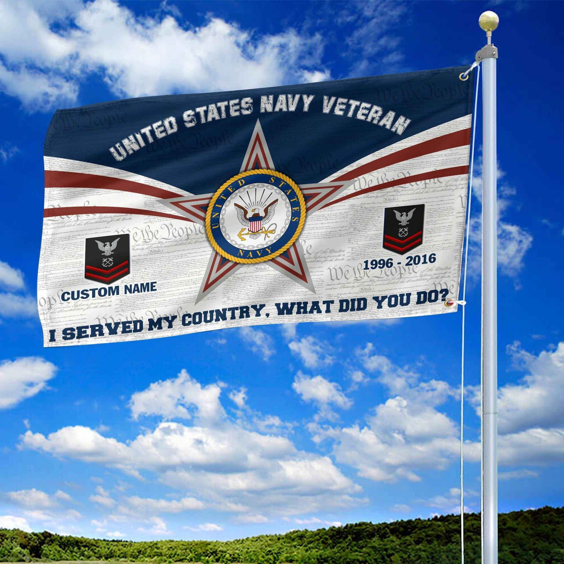 Premium Custom US Navy Grommet Flag VPVC105802, Gifts For Navy Veteran, Best Gifts On Father's Day, Armed Forces Day, Independence Day, Veterans Day.