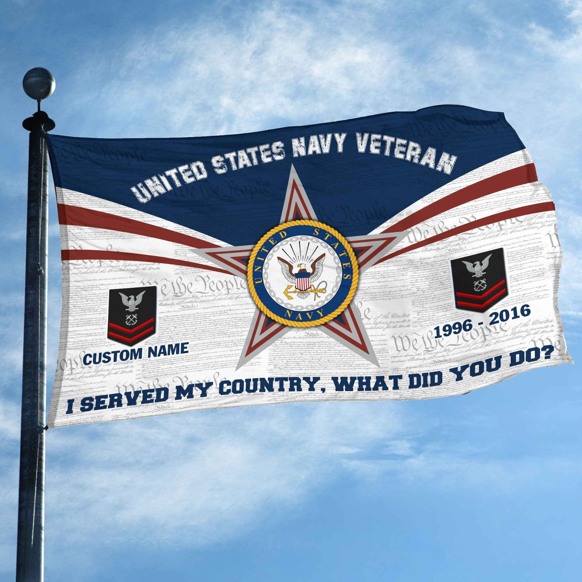 Premium Custom US Navy Grommet Flag VPVC105802, Gifts For Navy Veteran, Best Gifts On Father's Day, Armed Forces Day, Independence Day, Veterans Day.