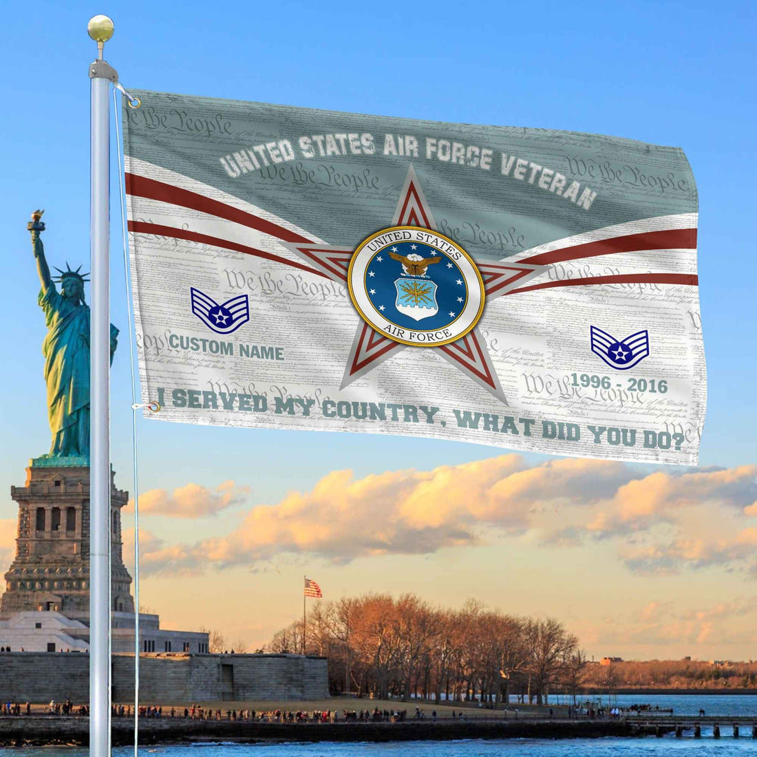 Premium Custom USAF Grommet Flag VPVC105804, Gifts For Air Force Veteran, Best Gifts On Father's Day, Armed Forces Day, Independence Day, Veterans Day.