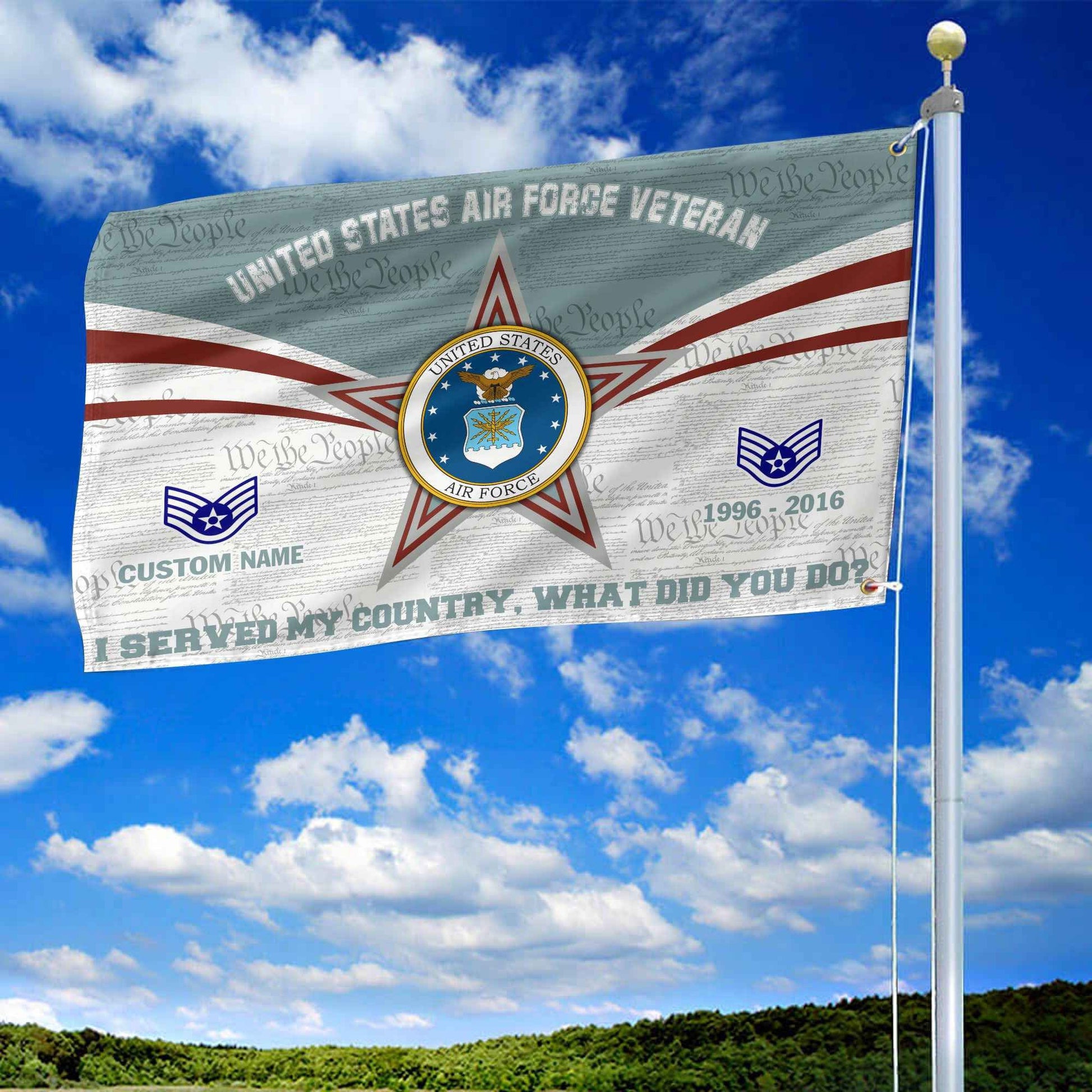 Premium Custom USAF Grommet Flag VPVC105804, Gifts For Air Force Veteran, Best Gifts On Father's Day, Armed Forces Day, Independence Day, Veterans Day.