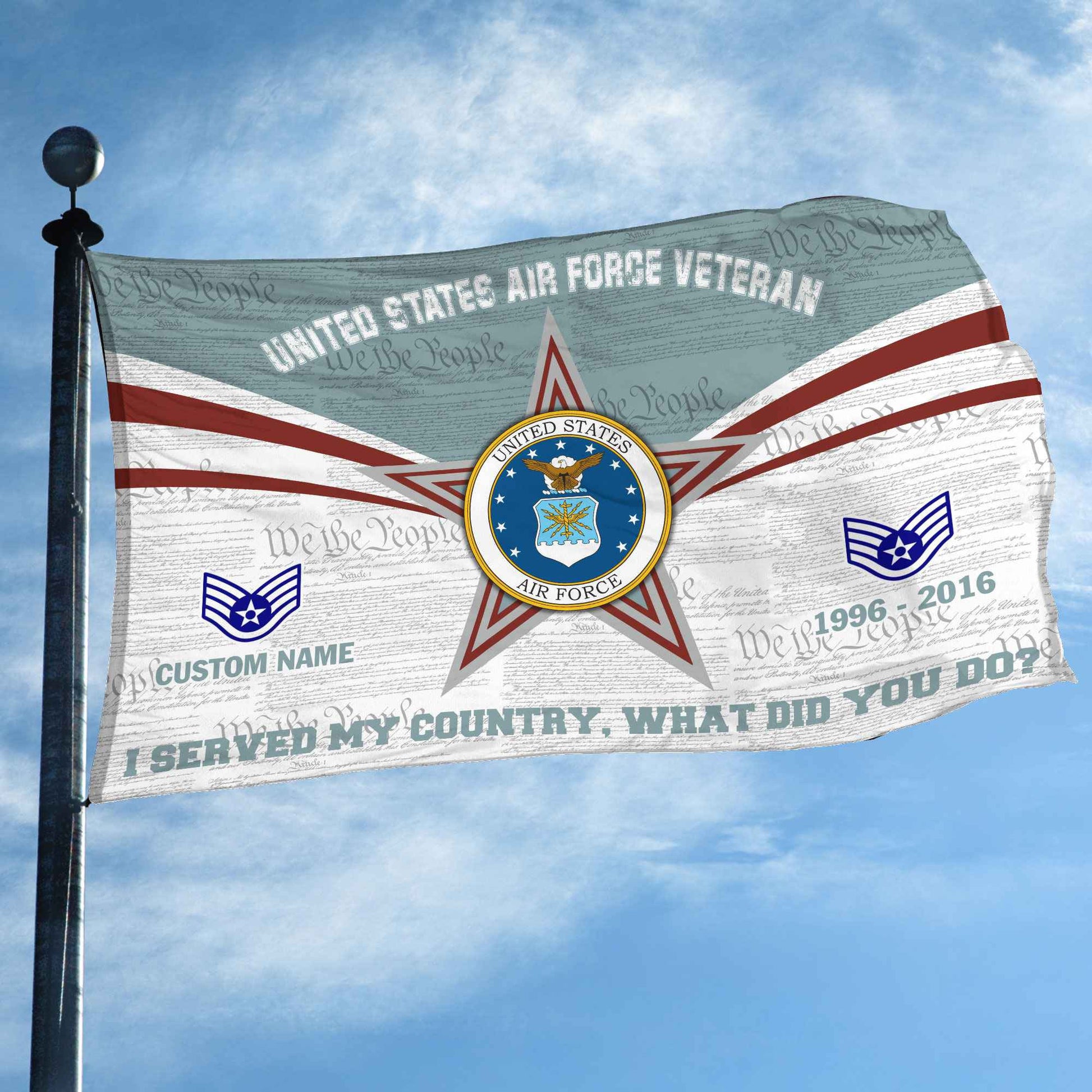 Premium Custom USAF Grommet Flag VPVC105804, Gifts For Air Force Veteran, Best Gifts On Father's Day, Armed Forces Day, Independence Day, Veterans Day.