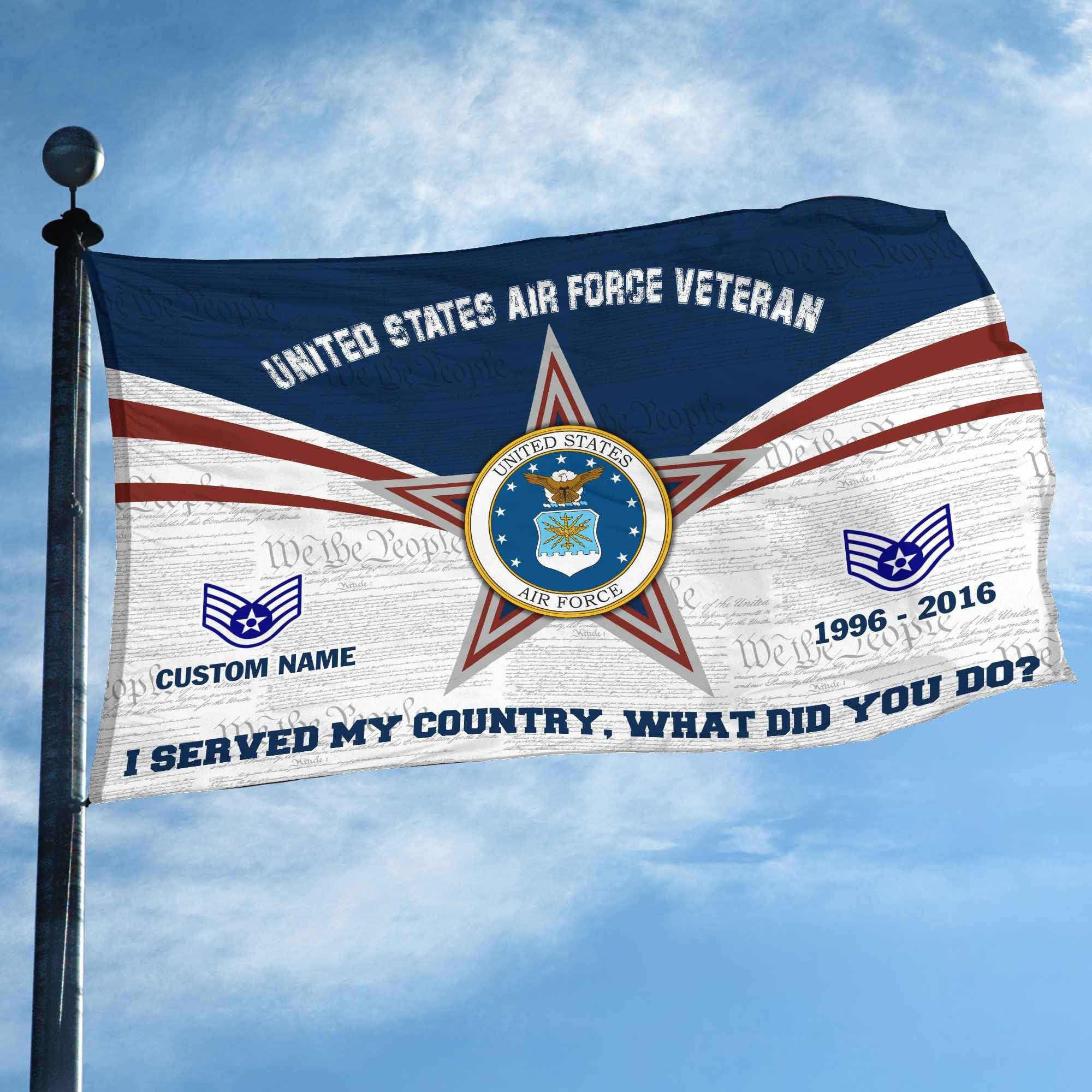 Premium Custom USAF Grommet Flag VPVC105812, Gifts For Air Force Veteran, Best Gifts On Father's Day, Armed Forces Day, Independence Day, Veterans Day.