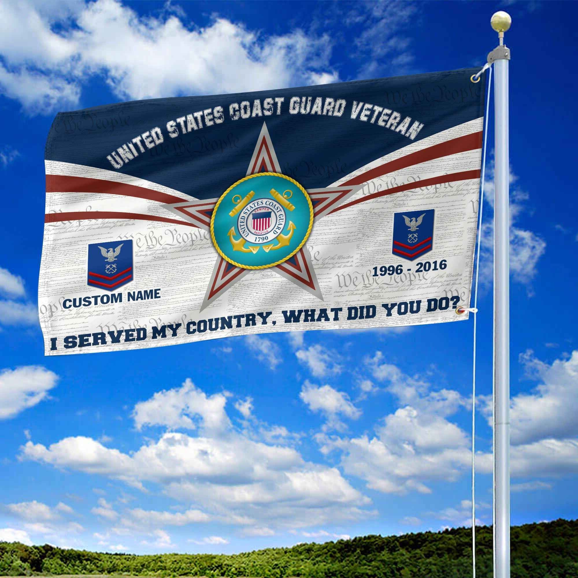 Premium Custom USCG Grommet Flag VPVC105805, Gifts For Coast Guard Veteran, Best Gifts On Father's Day, Armed Forces Day, Independence Day, Veterans Day.