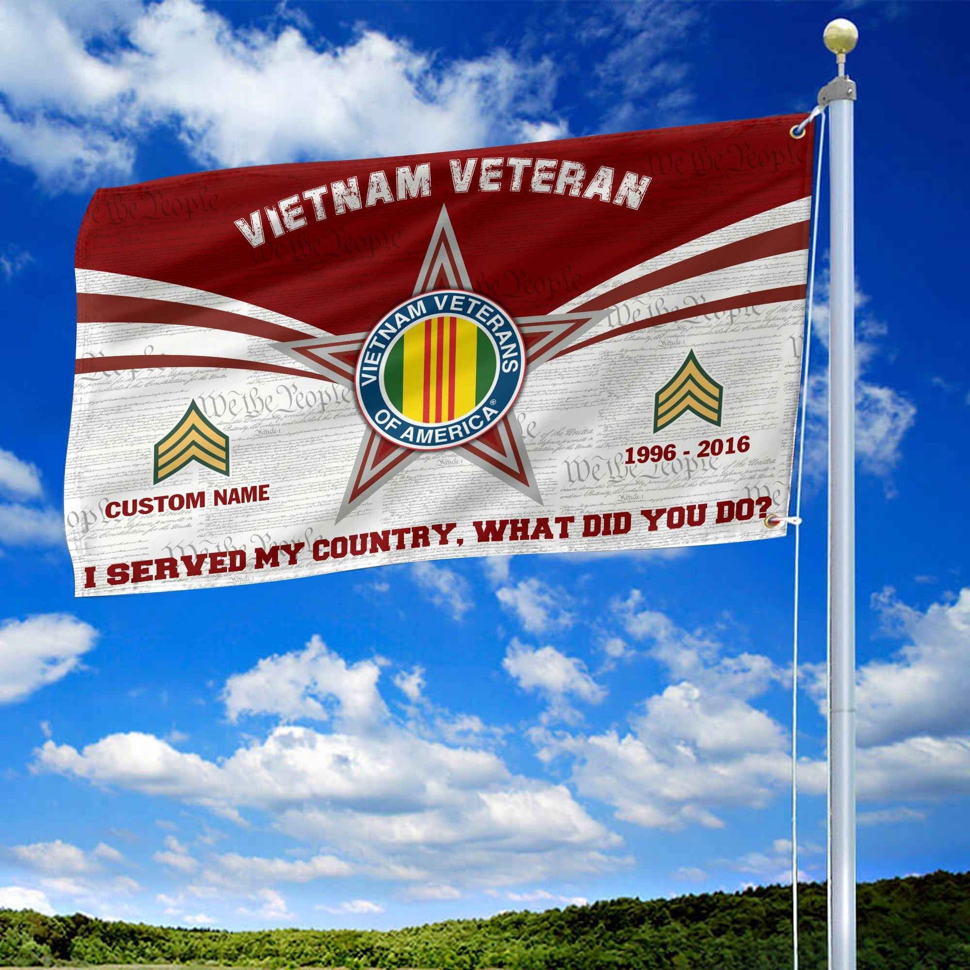 Premium Custom Vietnam Veteran Grommet Flag VPVC105806, Gifts For Vietnam Veteran, Best Gifts On Father's Day, Armed Forces Day, Independence Day, Veterans Day.