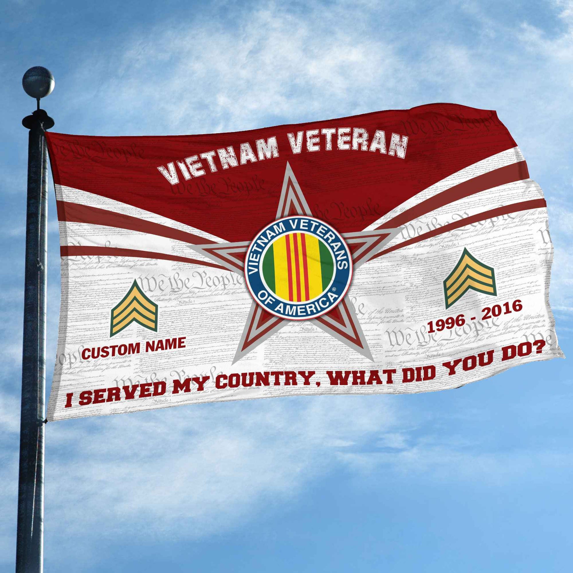 Premium Custom Vietnam Veteran Grommet Flag VPVC105806, Gifts For Vietnam Veteran, Best Gifts On Father's Day, Armed Forces Day, Independence Day, Veterans Day.