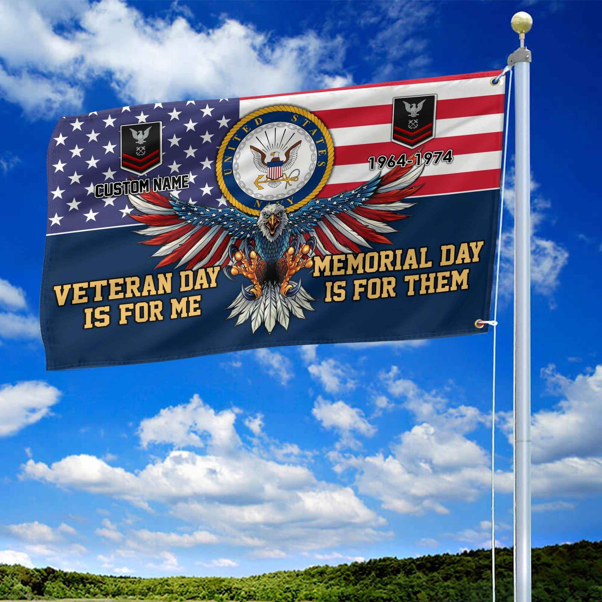 US Navy Custom Grommet Flag VPVC106802, Gifts For Navy Veteran, Best Gifts On Father's Day, Armed Forces Day, Independence Day, Veterans Day.