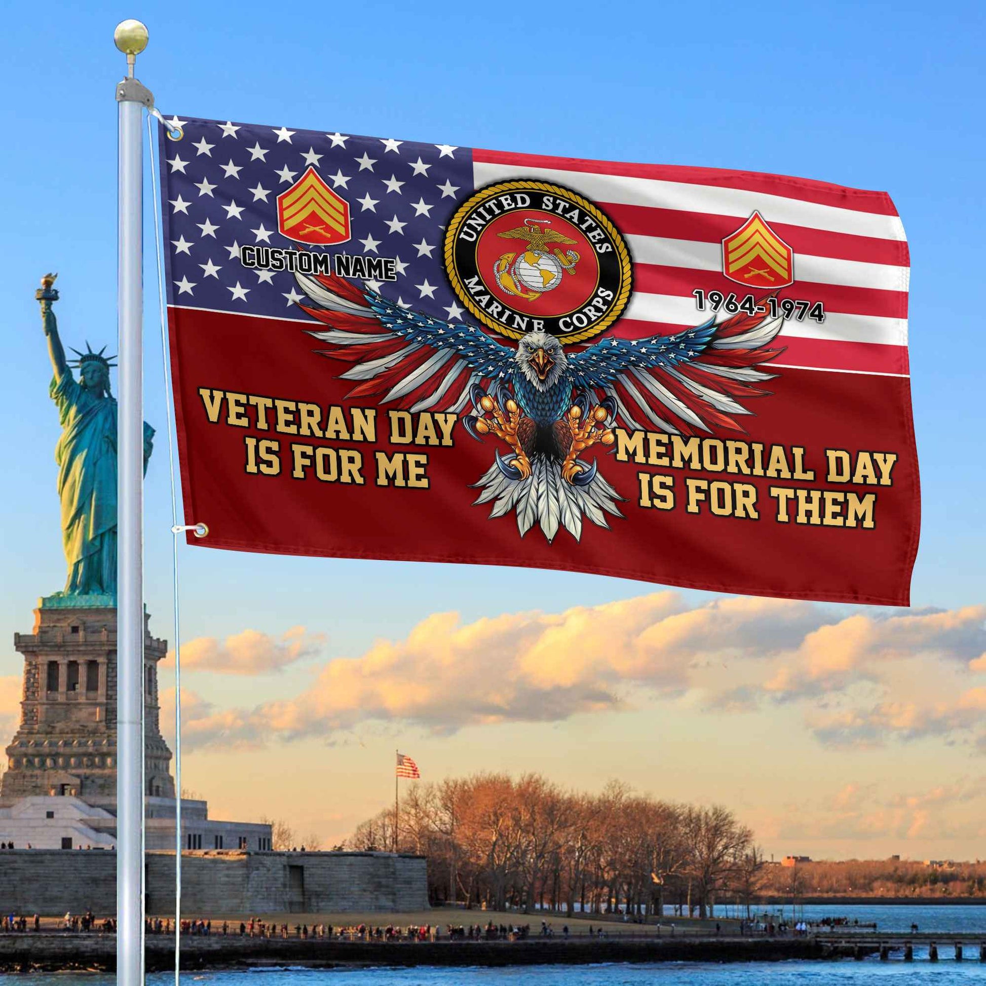 USMC Custom Grommet Flag VPVC106803, Gifts For Marine Veteran, Best Gifts On Father's Day, Armed Forces Day, Independence Day, Veterans Day.