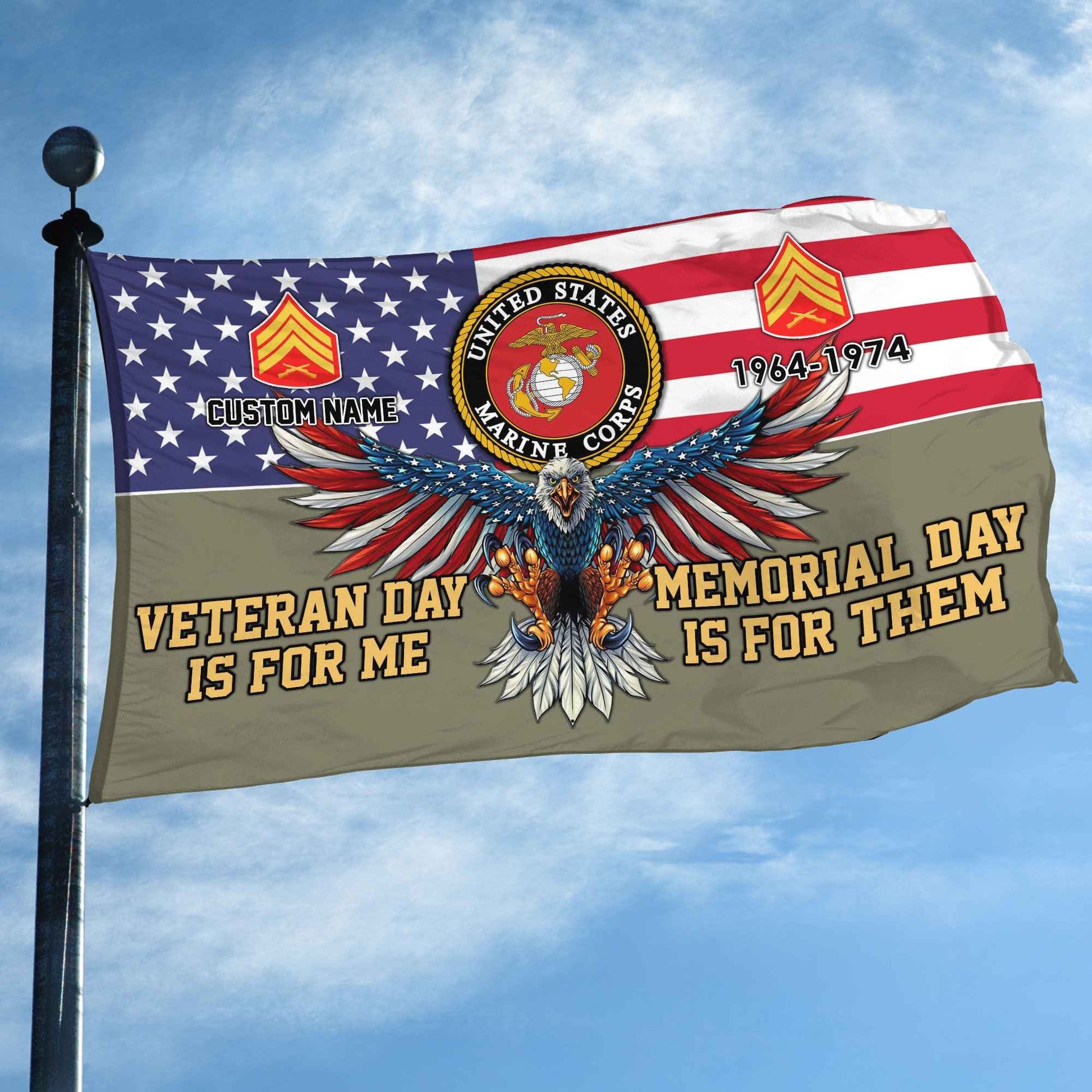 USMC Custom Grommet Flag VPVC106811, Gifts For Marine Veteran, Best Gifts On Father's Day, Armed Forces Day, Independence Day, Veterans Day.