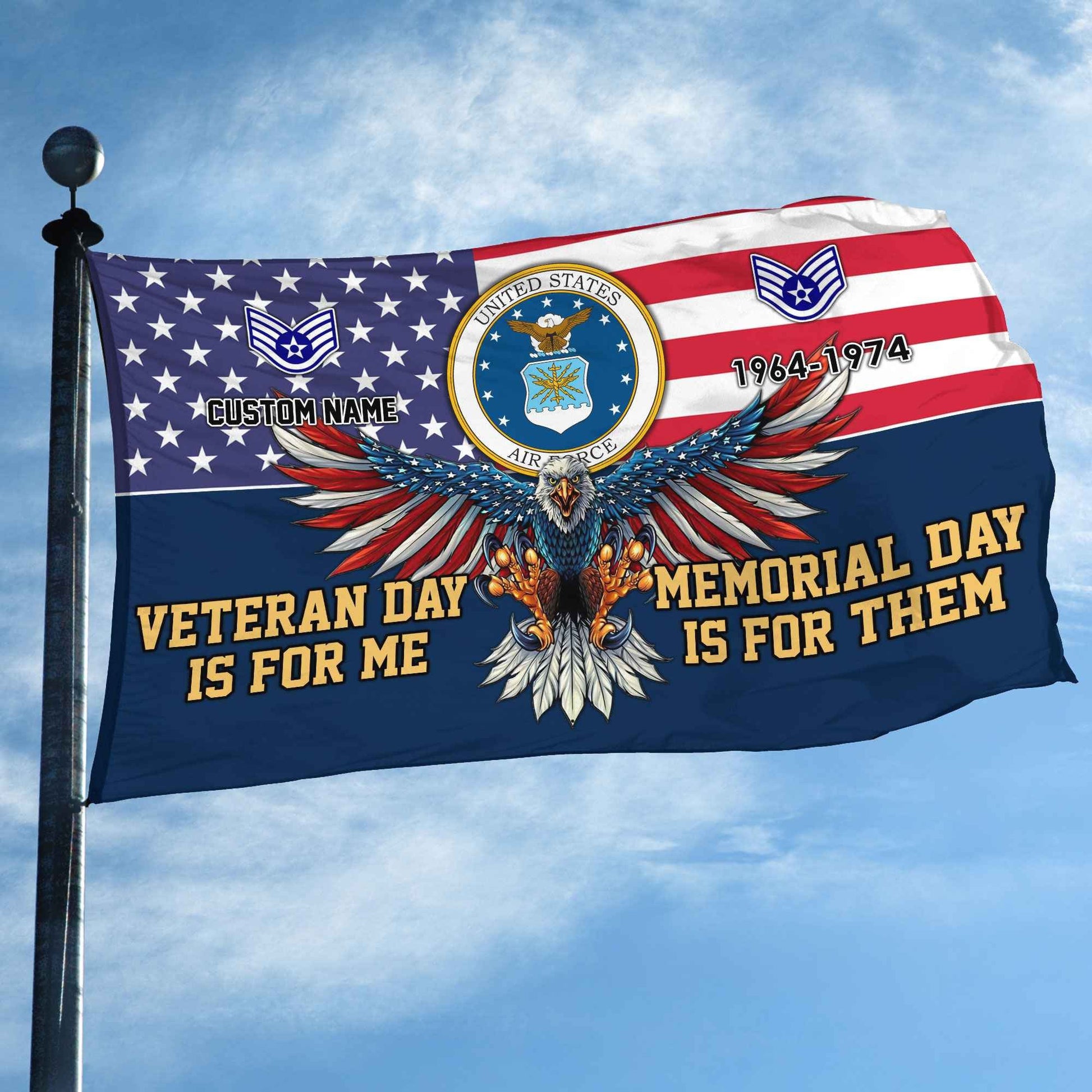 USAF Custom Grommet Flag VPVC106804, Gifts For Air Force Veteran, Best Gifts On Father's Day, Armed Forces Day, Independence Day, Veterans Day.