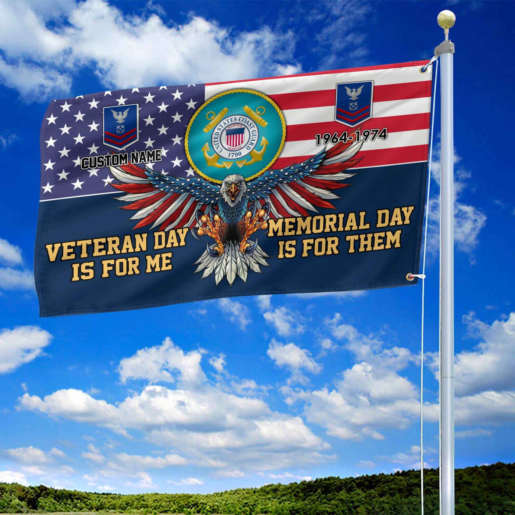 USCG Custom Grommet Flag VPVC106805, Gifts For Coast Guard Veteran, Best Gifts On Father's Day, Armed Forces Day, Independence Day, Veterans Day.