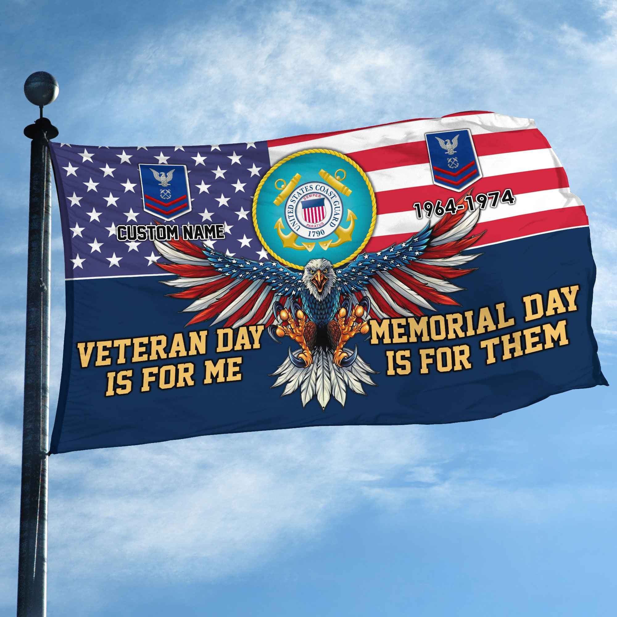 USCG Custom Grommet Flag VPVC106805, Gifts For Coast Guard Veteran, Best Gifts On Father's Day, Armed Forces Day, Independence Day, Veterans Day.
