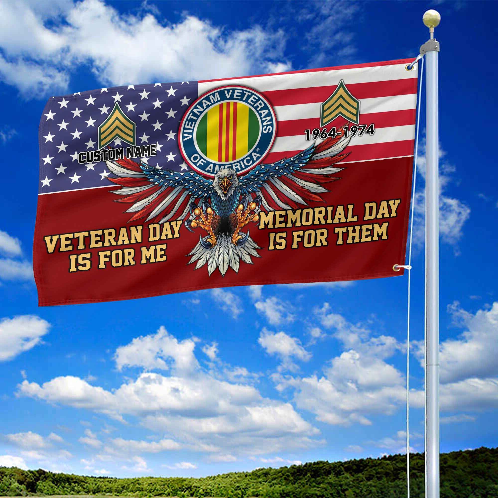 Vietnam Veteran Custom Grommet Flag VPVC106806, Gifts For Vietnam Veteran, Best Gifts On Father's Day, Armed Forces Day, Independence Day, Veterans Day.